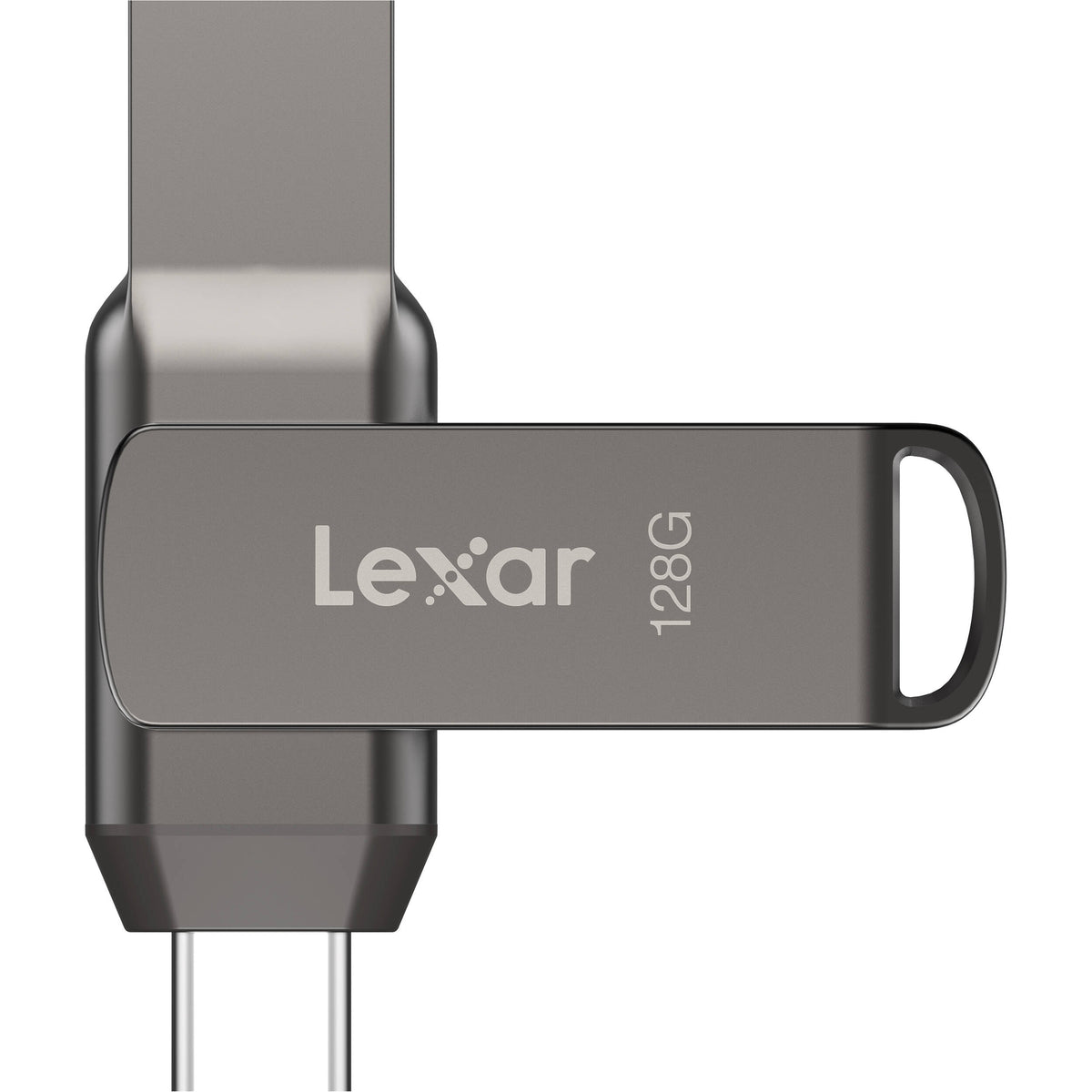 Lexar JumpDrive D400 2-in-1 USB 3.1 flash drive with dual connectors for versatile data transfer and storage.