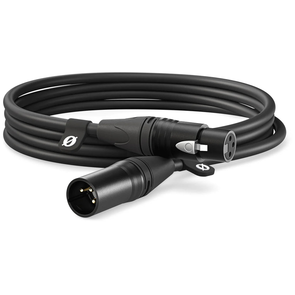 Rode XLR-Female to XLR-Male audio cable with black connectors and cable, used for professional microphone and audio equipment.