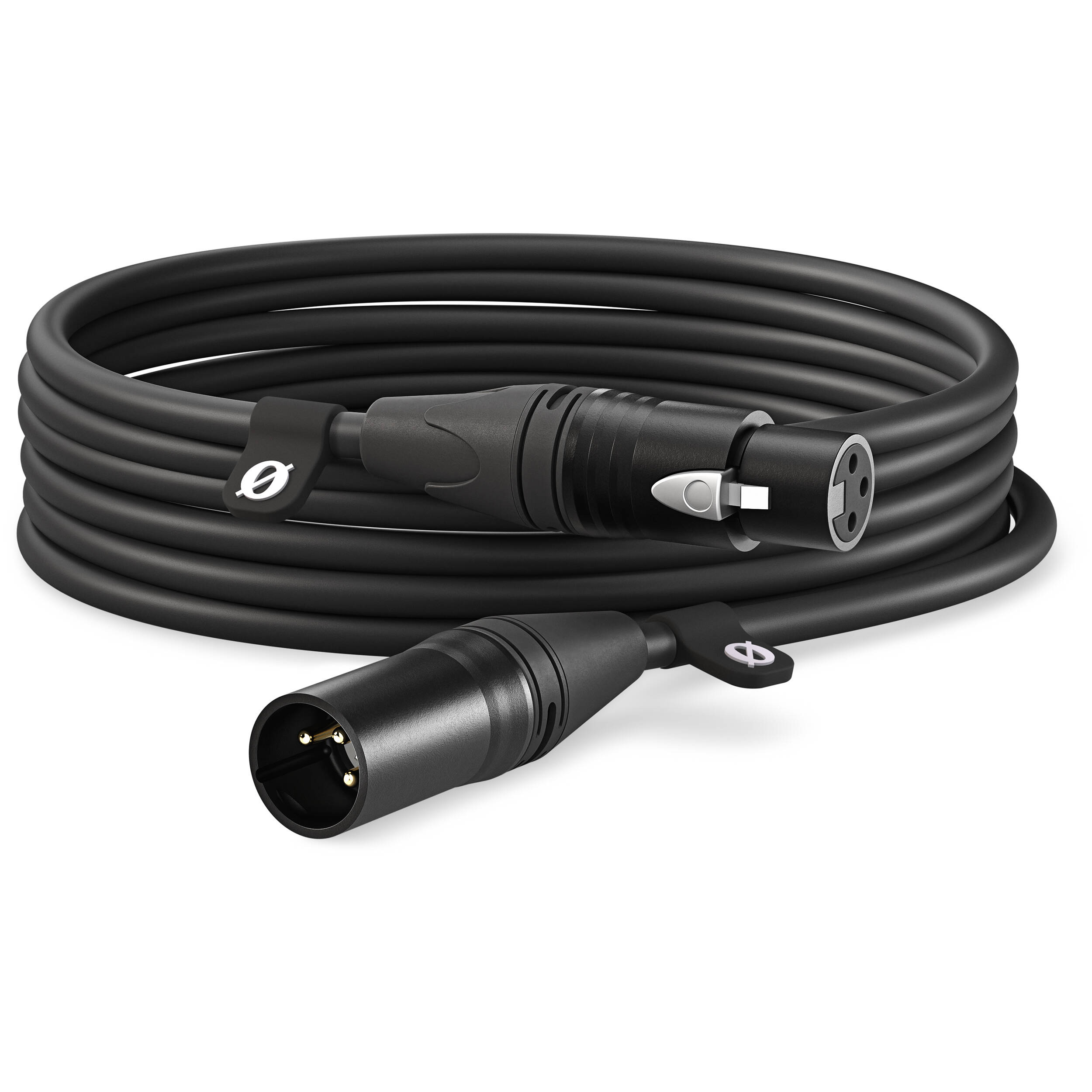 Rode XLR-Female to XLR-Male cable showing black cable with XLR connectors on both ends