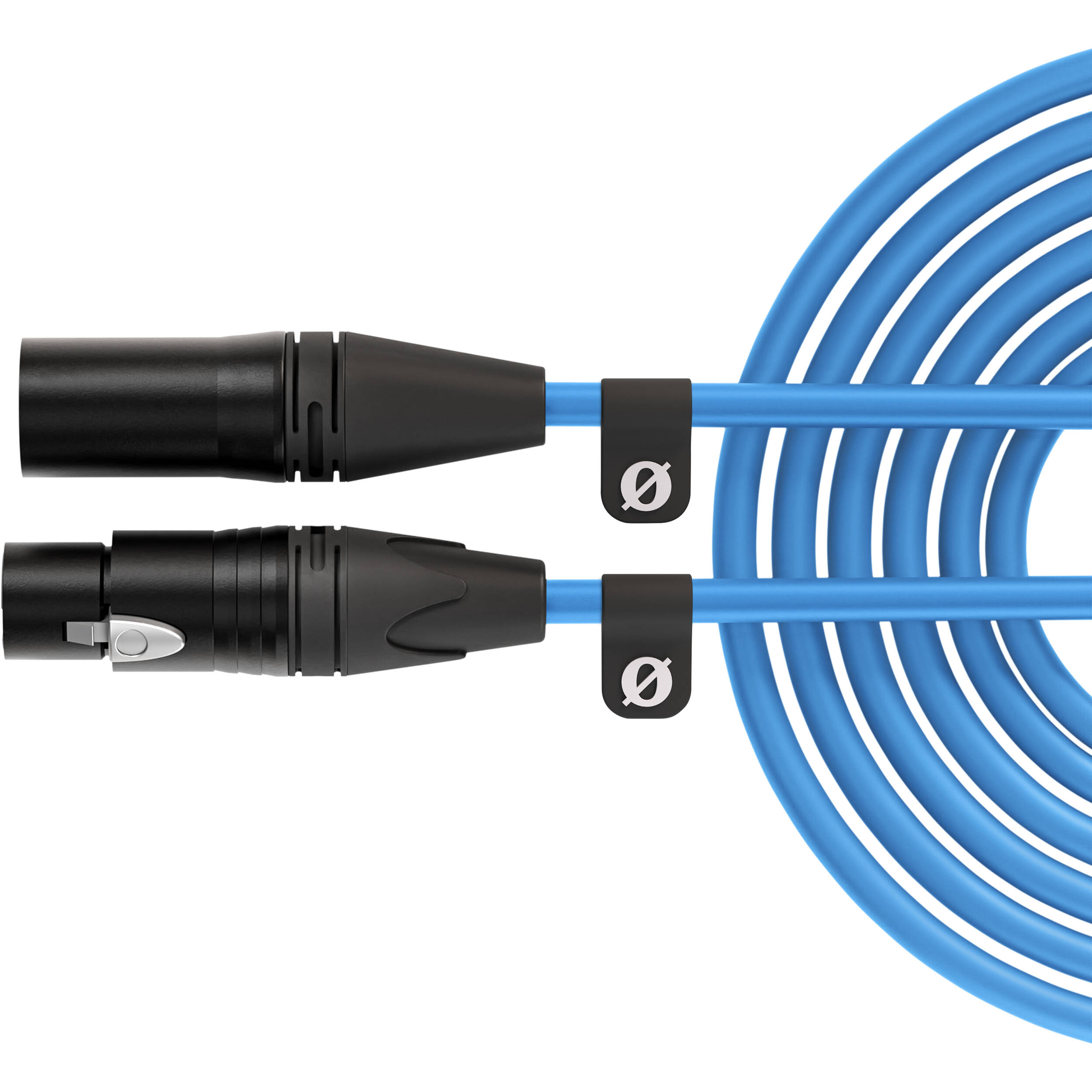 Rode XLR-Female to XLR-Male audio cable showing black connectors and silver metal ends for professional audio connections.