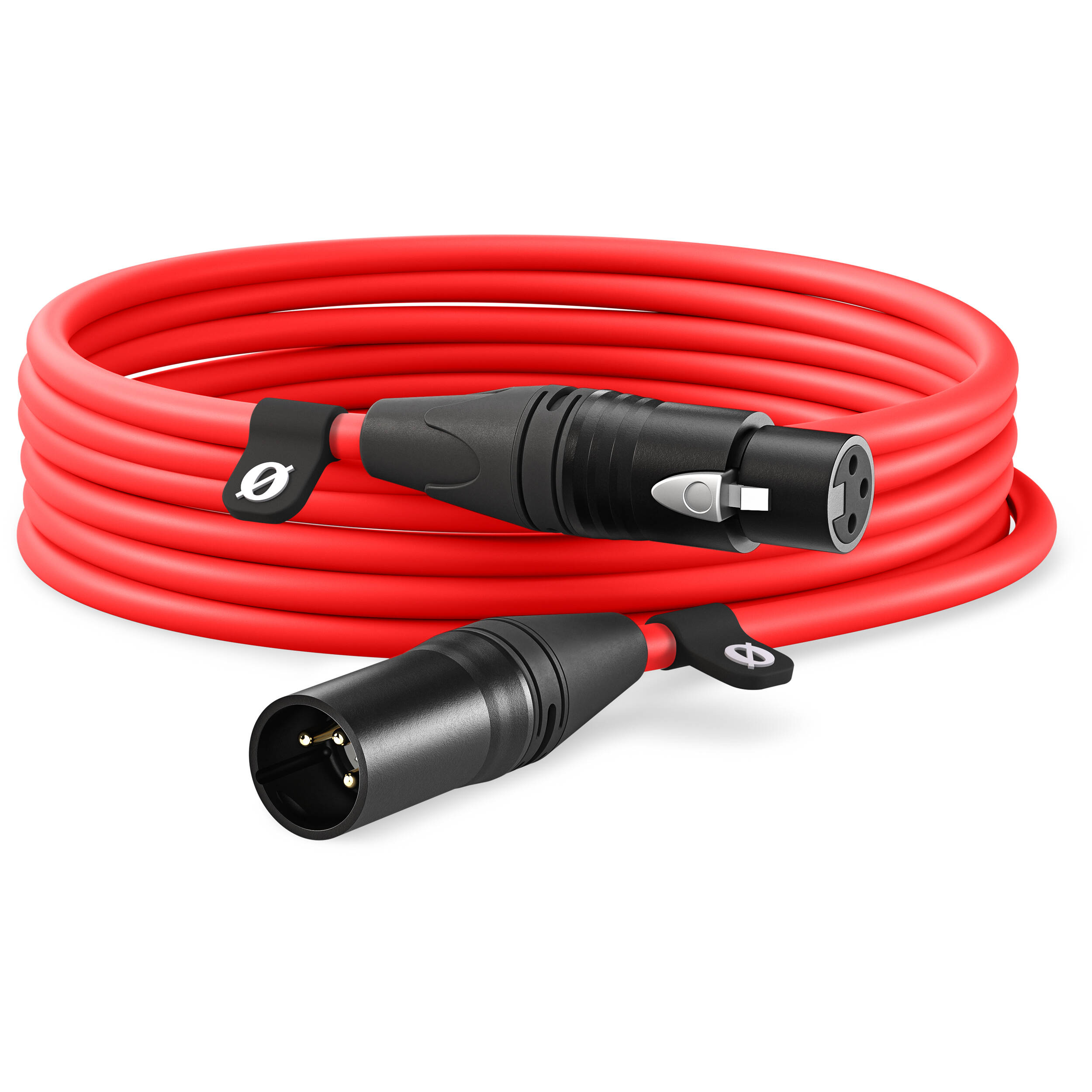 Rode XLR-Female to XLR-Male audio cable showing connectors with black cables and metal ends for professional audio use.