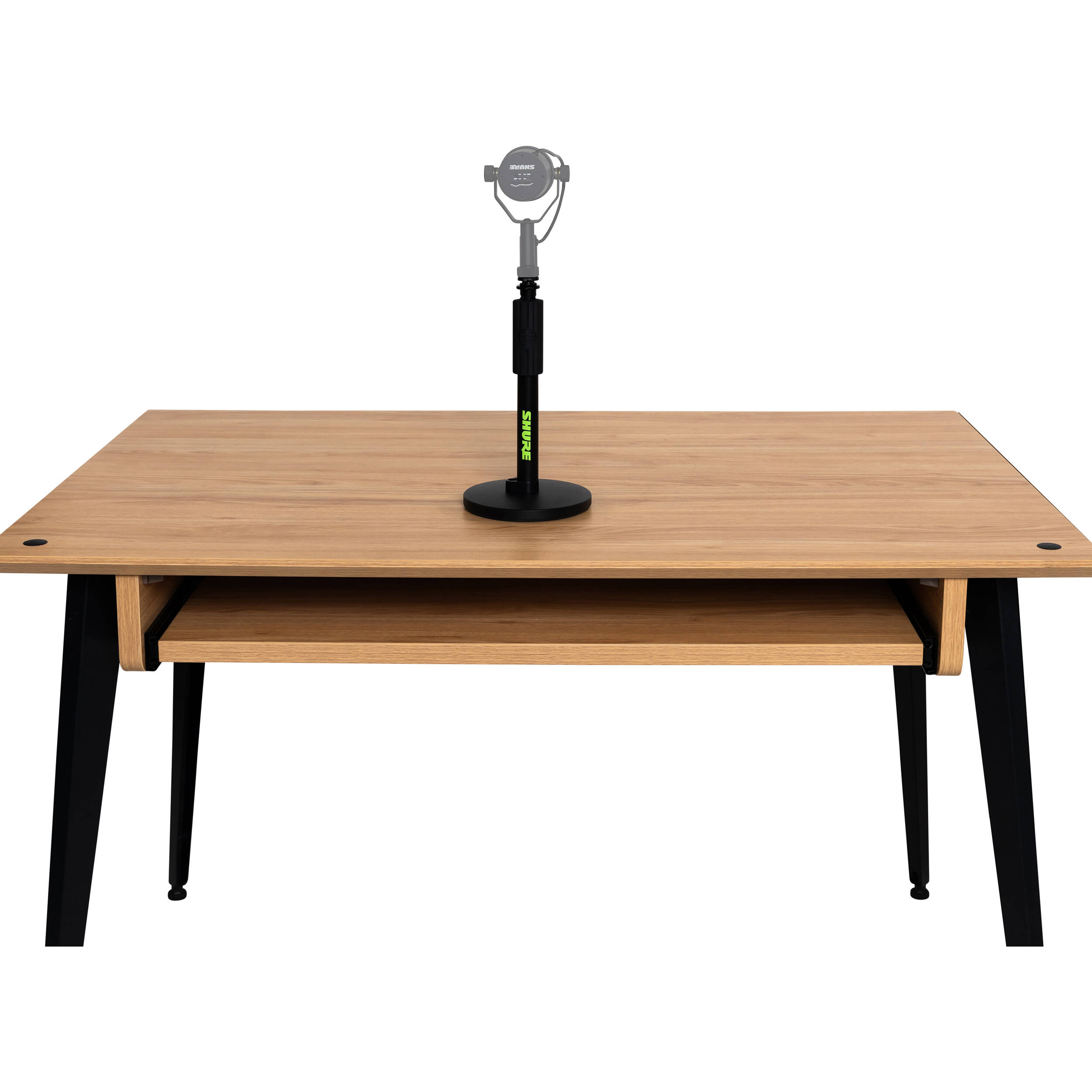 Shure SH-DESKTOP1 desktop microphone stand with adjustable arm and sturdy base for professional audio recording.