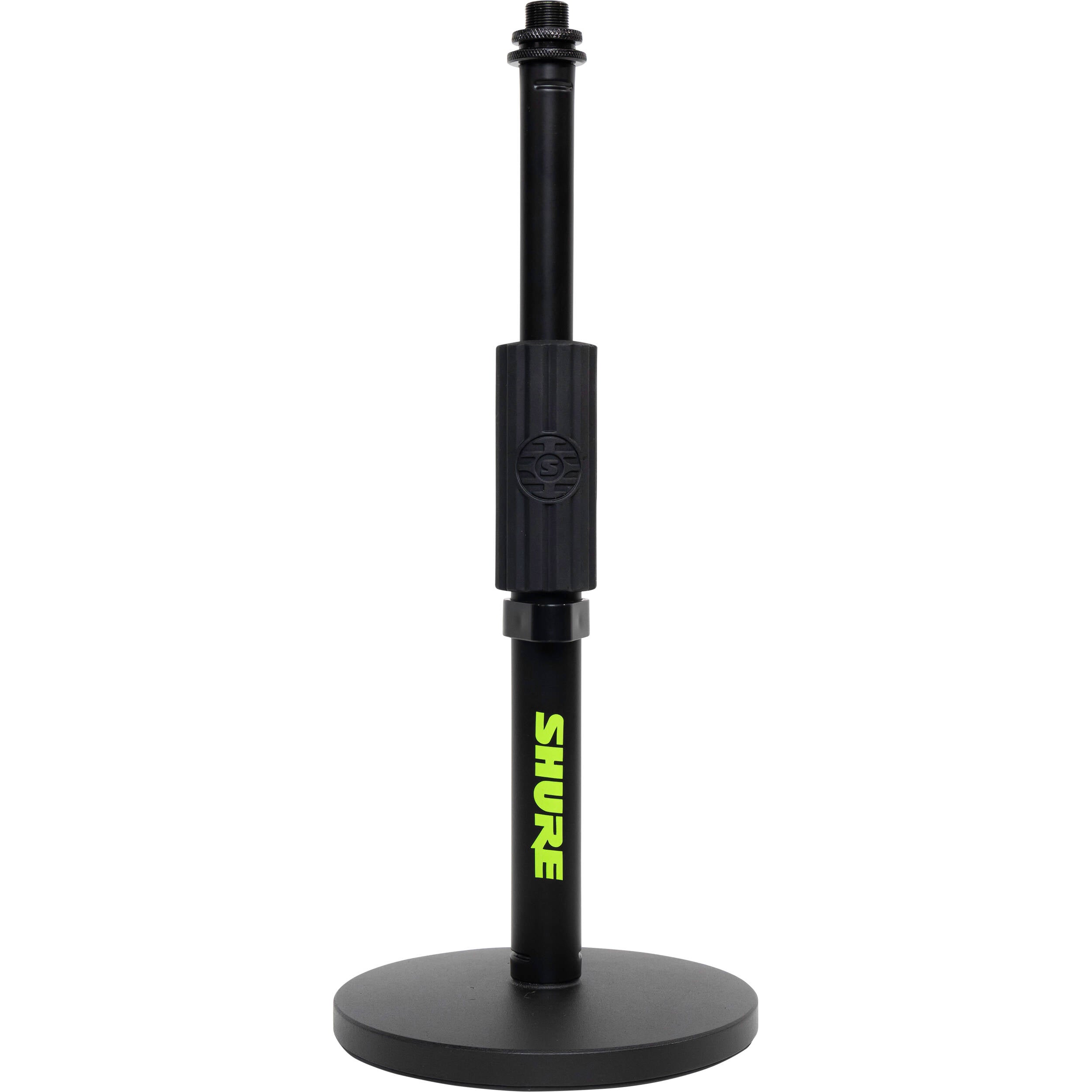 Shure SH-DESKTOP1 desktop microphone stand with adjustable arm and compact design for professional audio setup.