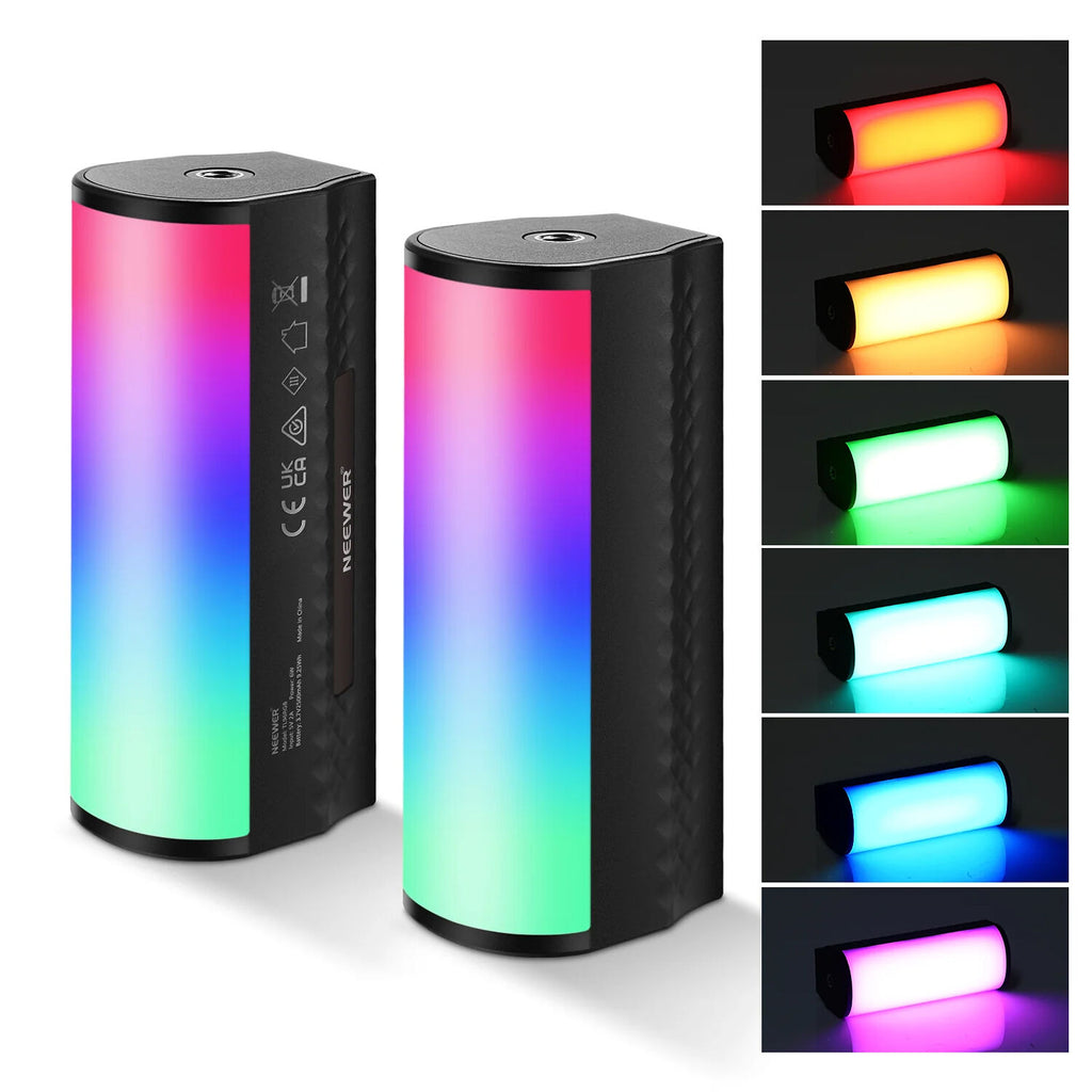 NEEWER TL96 light sticks with adjustable brightness and color, ideal for photography and videography lighting setups.
