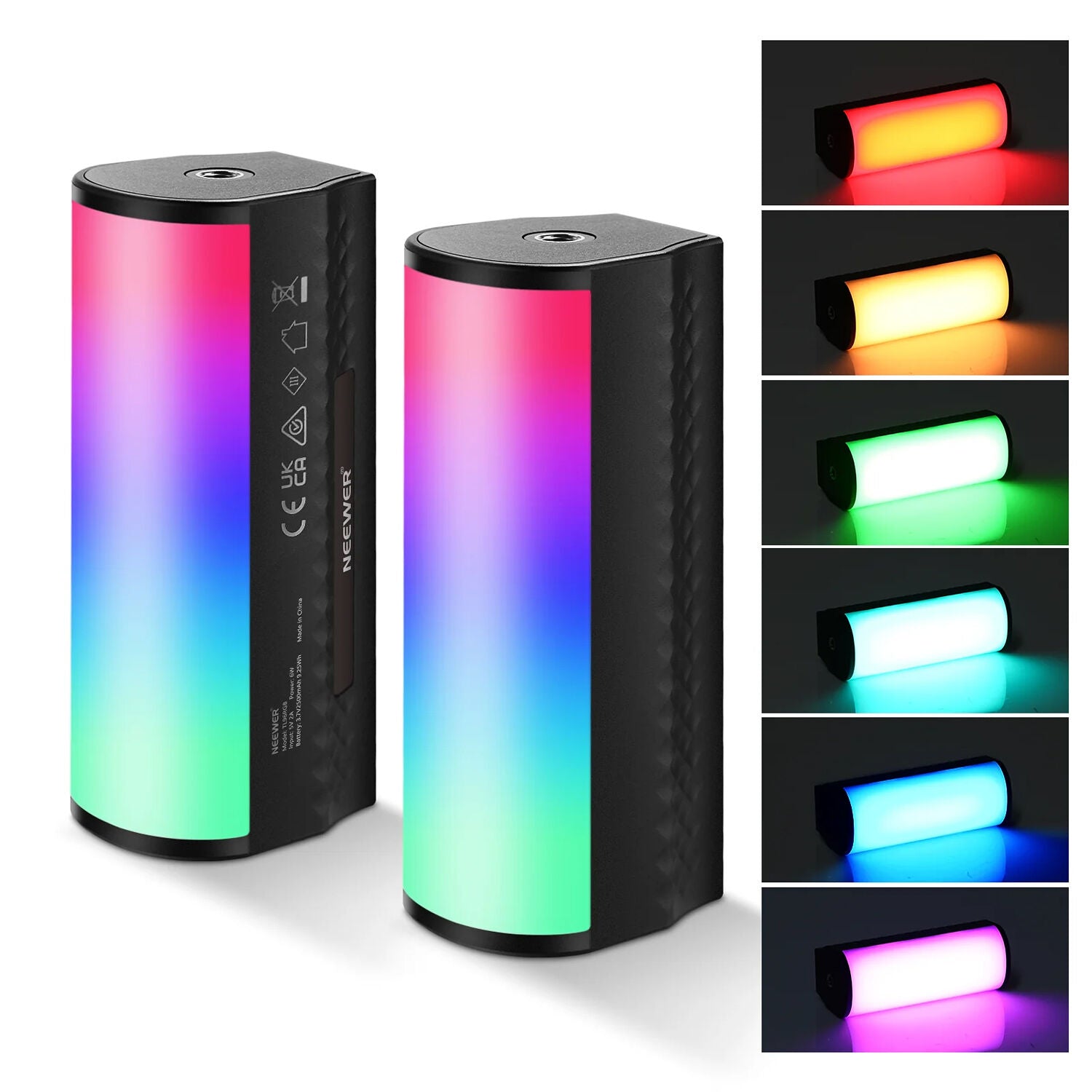 NEEWER TL96 light sticks with adjustable brightness and color, ideal for photography and videography lighting setups.