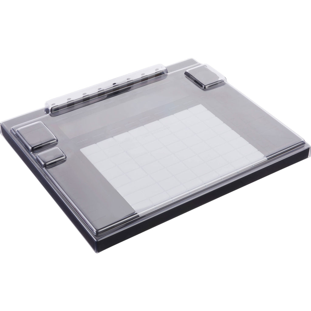 Decksaver Push 3 DJ cover, clear protective case for Ableton Push 3 controller, showing snug fit and durable plastic material.