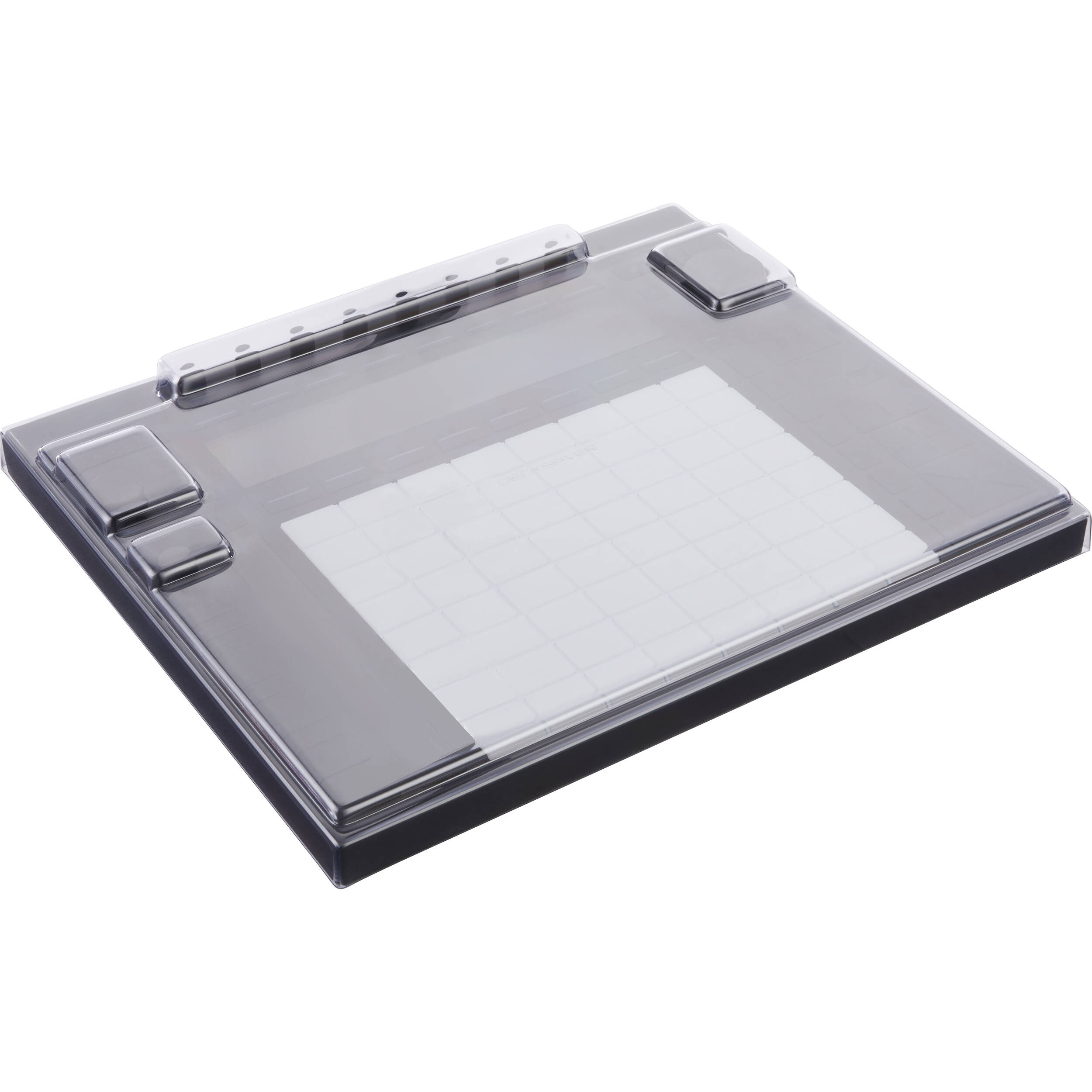 Decksaver Push 3 DJ cover, clear protective case for Ableton Push 3 controller, showing snug fit and durable plastic material.