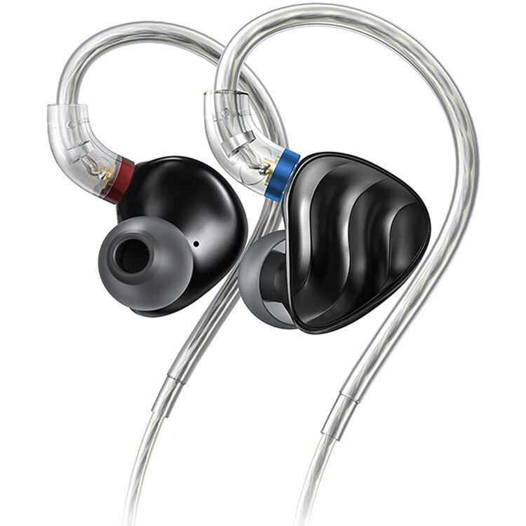 FiiO FH3 black in-ear headphones with sleek ergonomic design and detachable cables for high-quality audio.