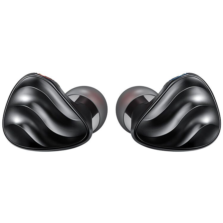 Black FiiO FH3 in-ear headphones with sleek design and multiple ear tip options for a comfortable fit.