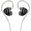 FiiO FH3 black in-ear headphones with ergonomic design and textured earpieces for secure fit and high-quality sound.