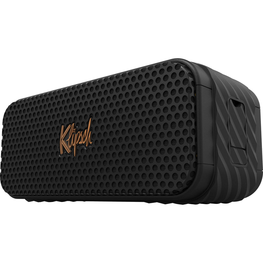 Klipsch Nashville portable speaker with sleek design, compact size, and premium audio quality, ideal for on-the-go listening.