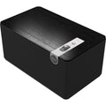 Klipsch The Three Plus wireless speaker with wooden cabinet, digital display, and control knobs, showcasing a modern audio design.