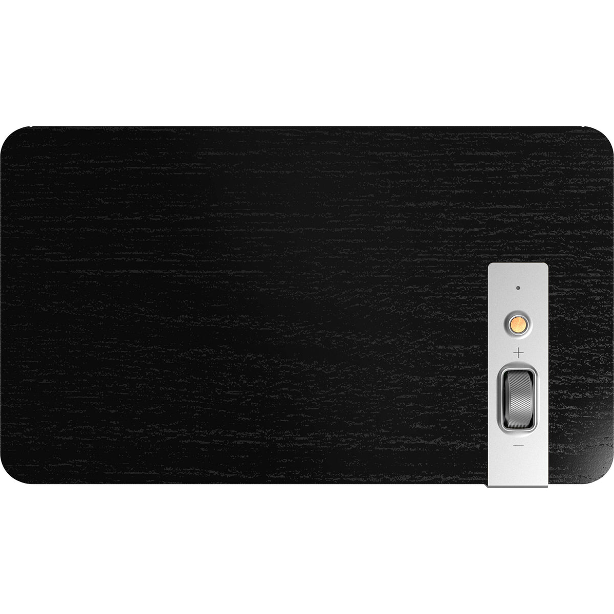 Wireless speakers Klipsch The Three Plus with wooden cabinet and vintage-inspired design, featuring control knobs and fabric grille.