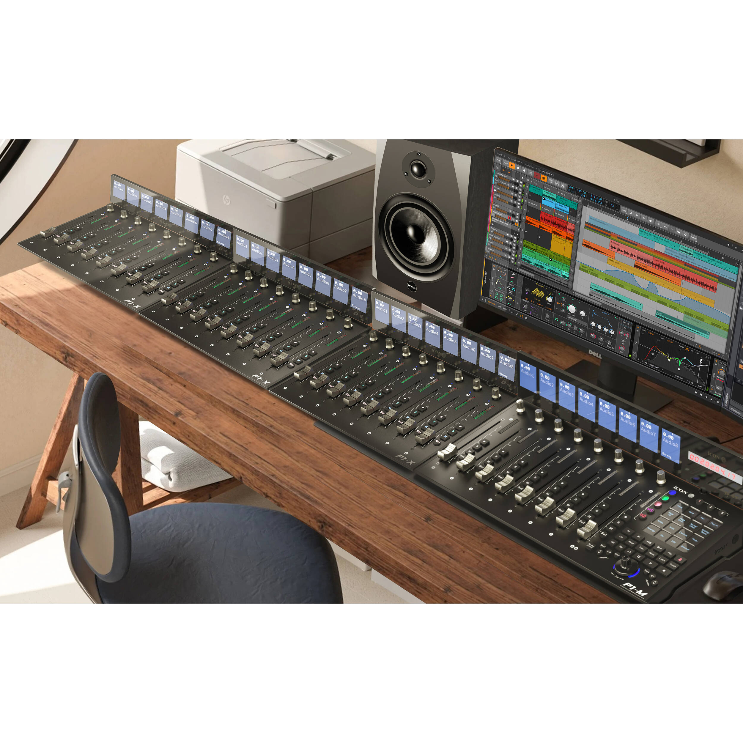 iCon P1-M DAW controller with knobs and faders for music production, professional audio equipment for digital audio workstations