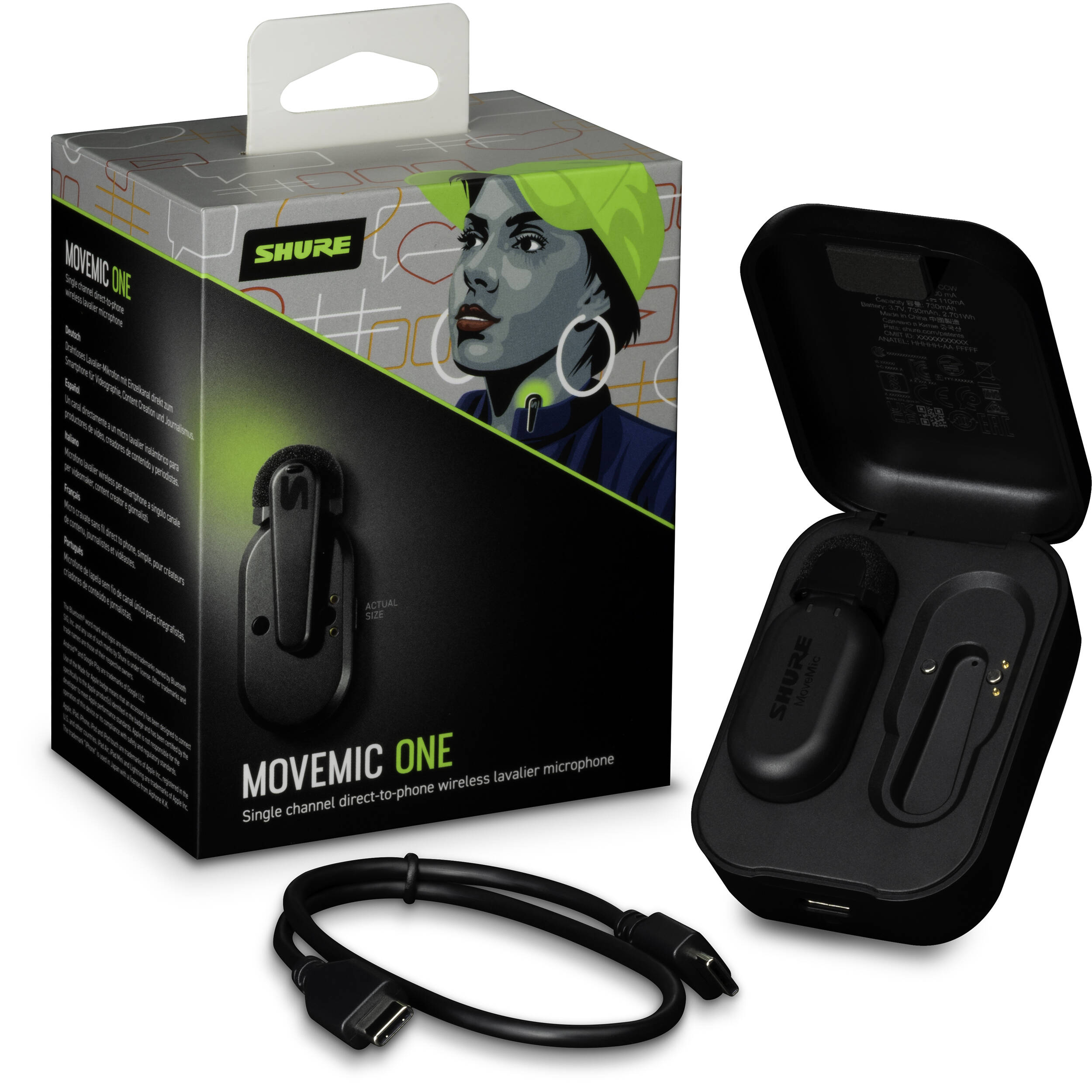 SHURE MOVEMIC ONE ワイヤレスラベリアマイク Shure MoveMic One | Wireless Lavalier Microphone for Creators