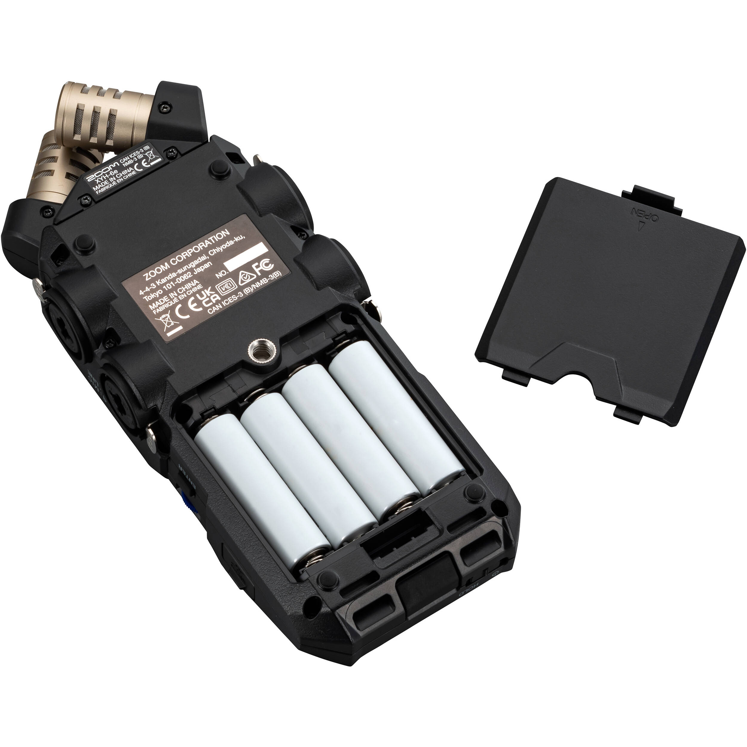 Zoom H6 Essential digital recorder with multiple input jacks and handheld design, ideal for professional audio recording.