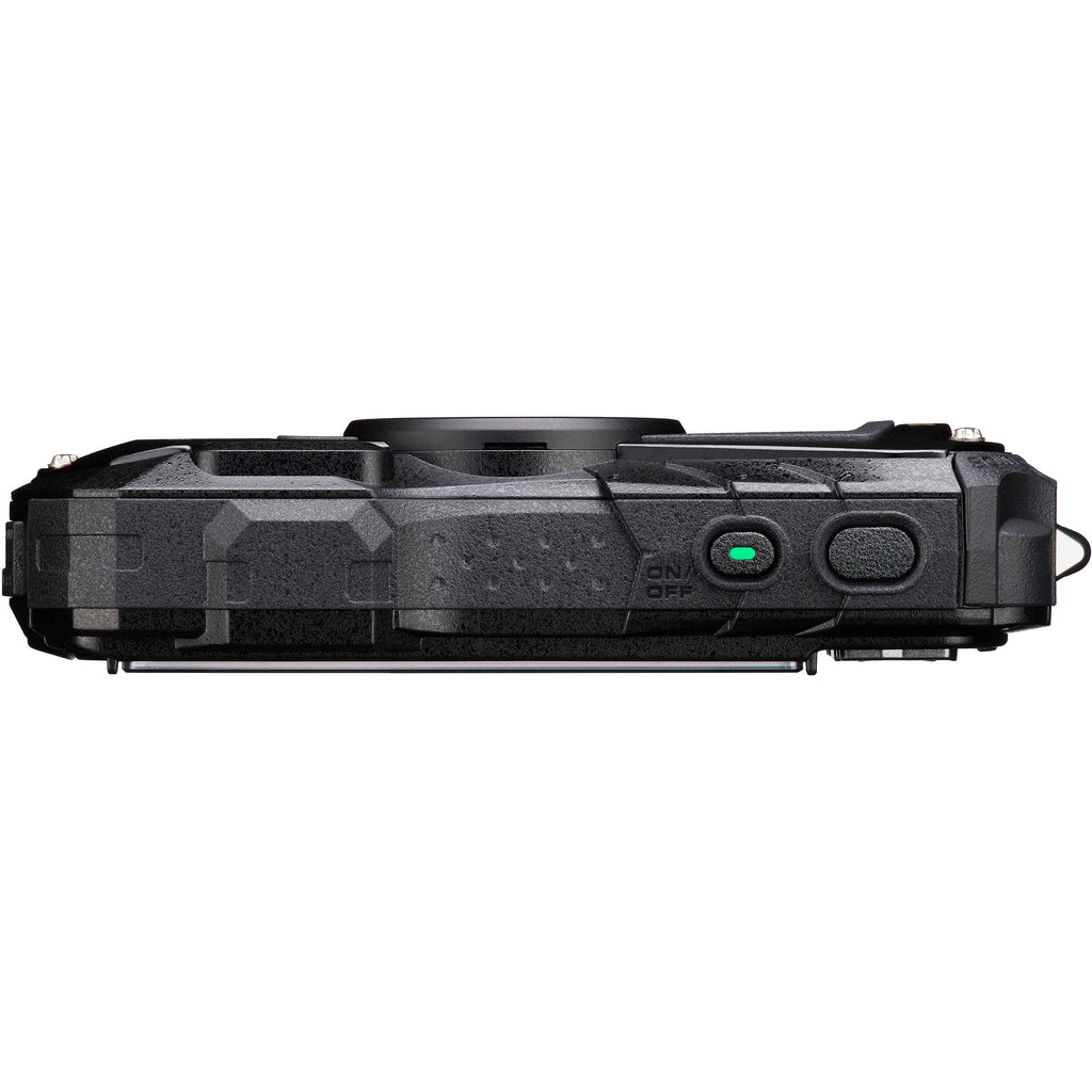 Ricoh Pentax WG-90 compact camera with rugged design and large lens, ideal for outdoor photography and adventure use.