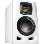 Adam Audio A4V active nearfield monitors shown with sleek black finish and compact design for studio audio monitoring.