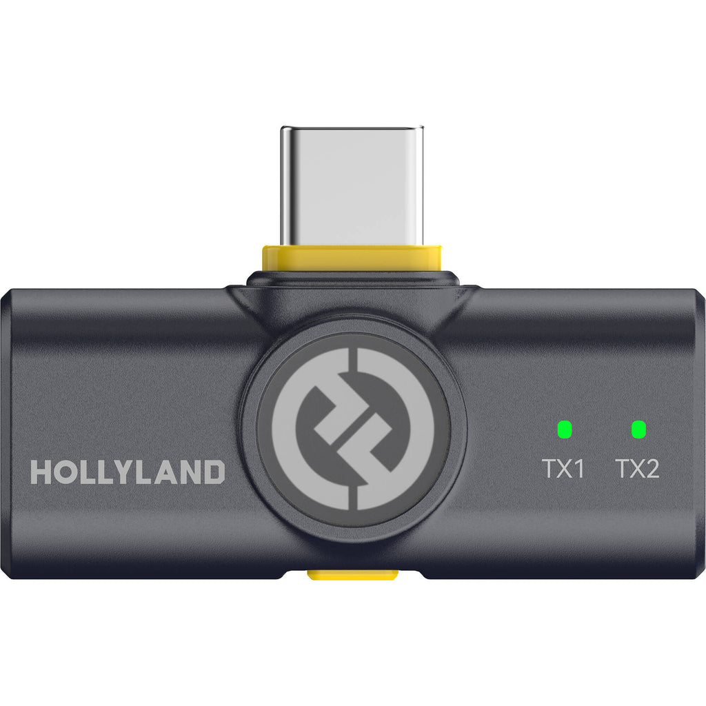 Hollyland Lark M2 USB-C creator wireless microphone system with compact transmitter and receiver for high-quality audio recording