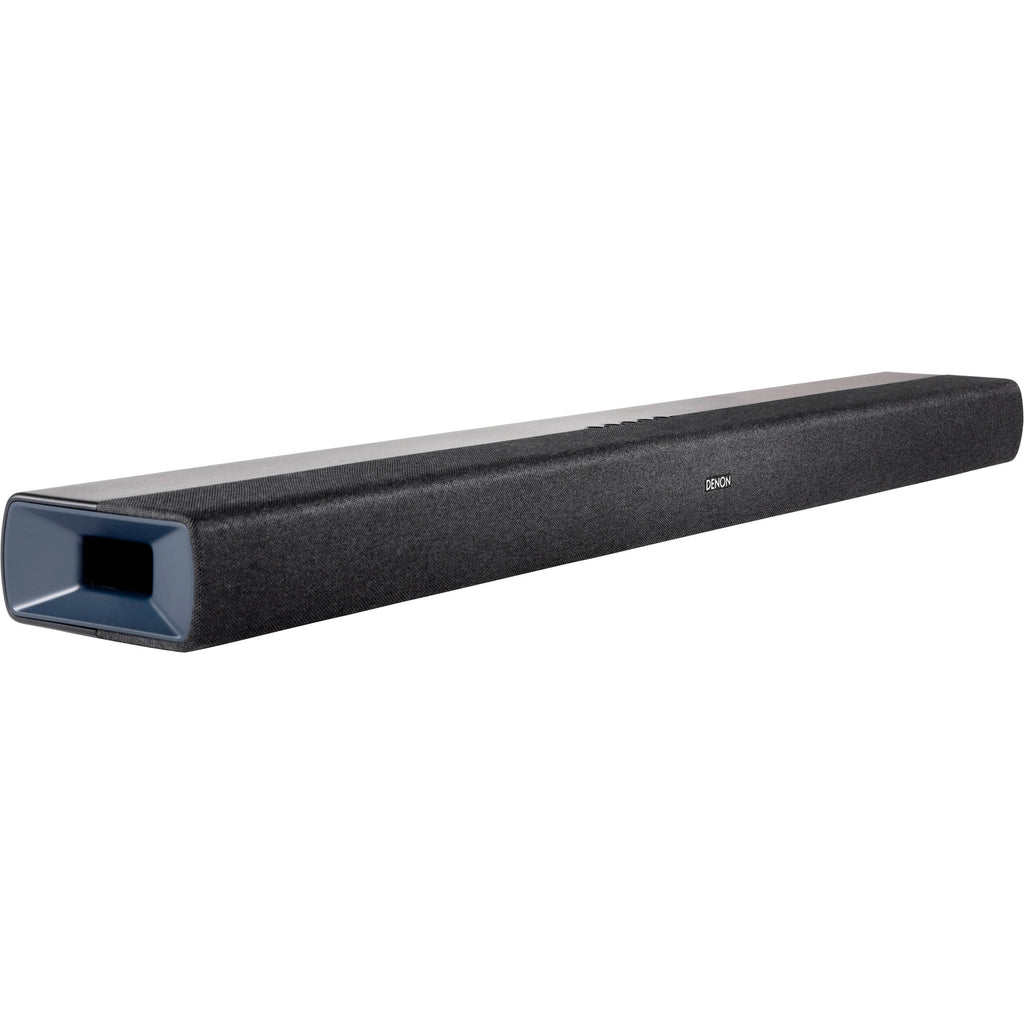 Denon DHT-S218 soundbar with sleek black design, featuring multiple speaker drivers for enhanced TV audio.