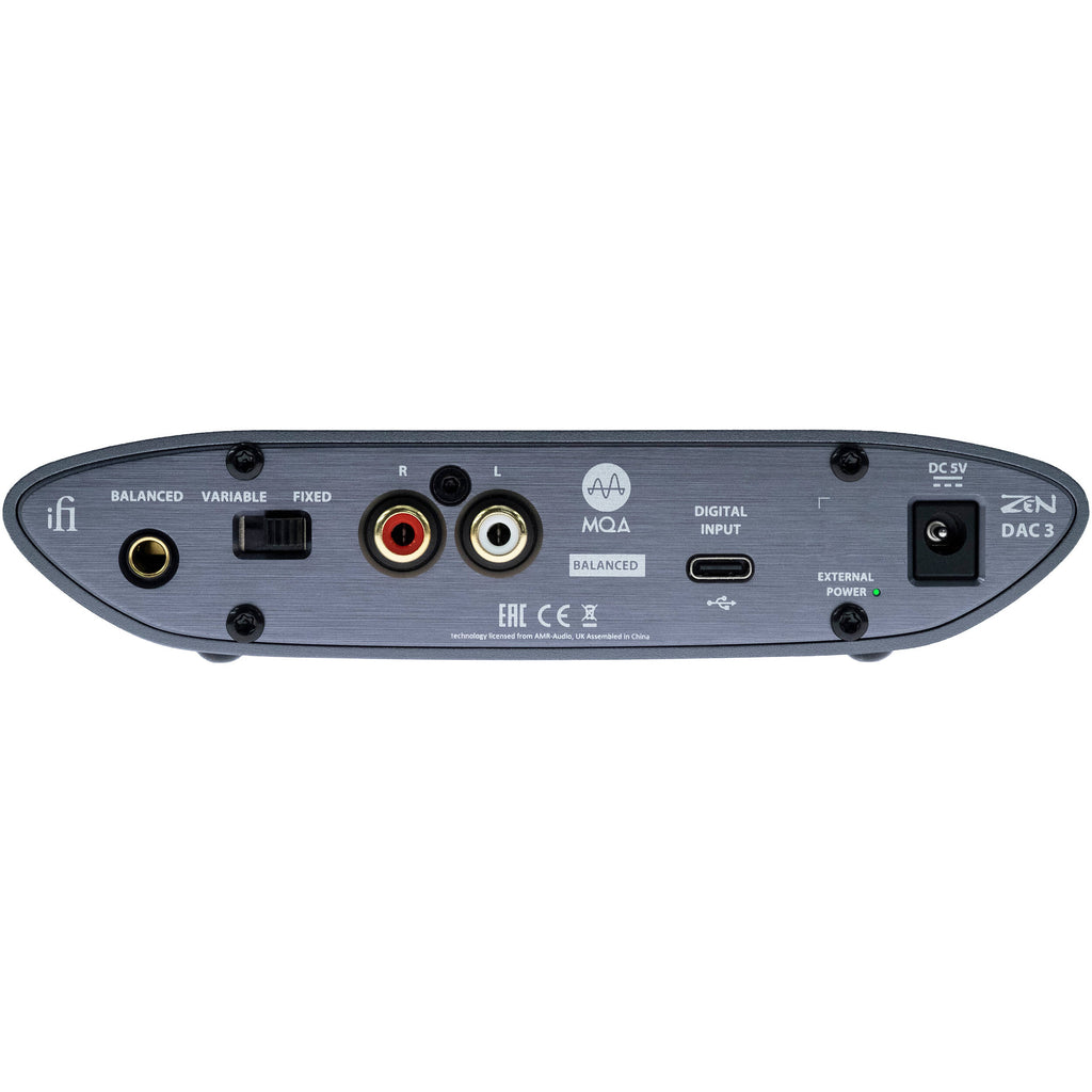 iFi Audio Zen Dac 3 headphone amplifier and DAC with sleek black design and front volume control knob
