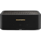 Marantz MODEL M1 music streamer device with sleek design and control buttons, used for high-quality audio streaming.