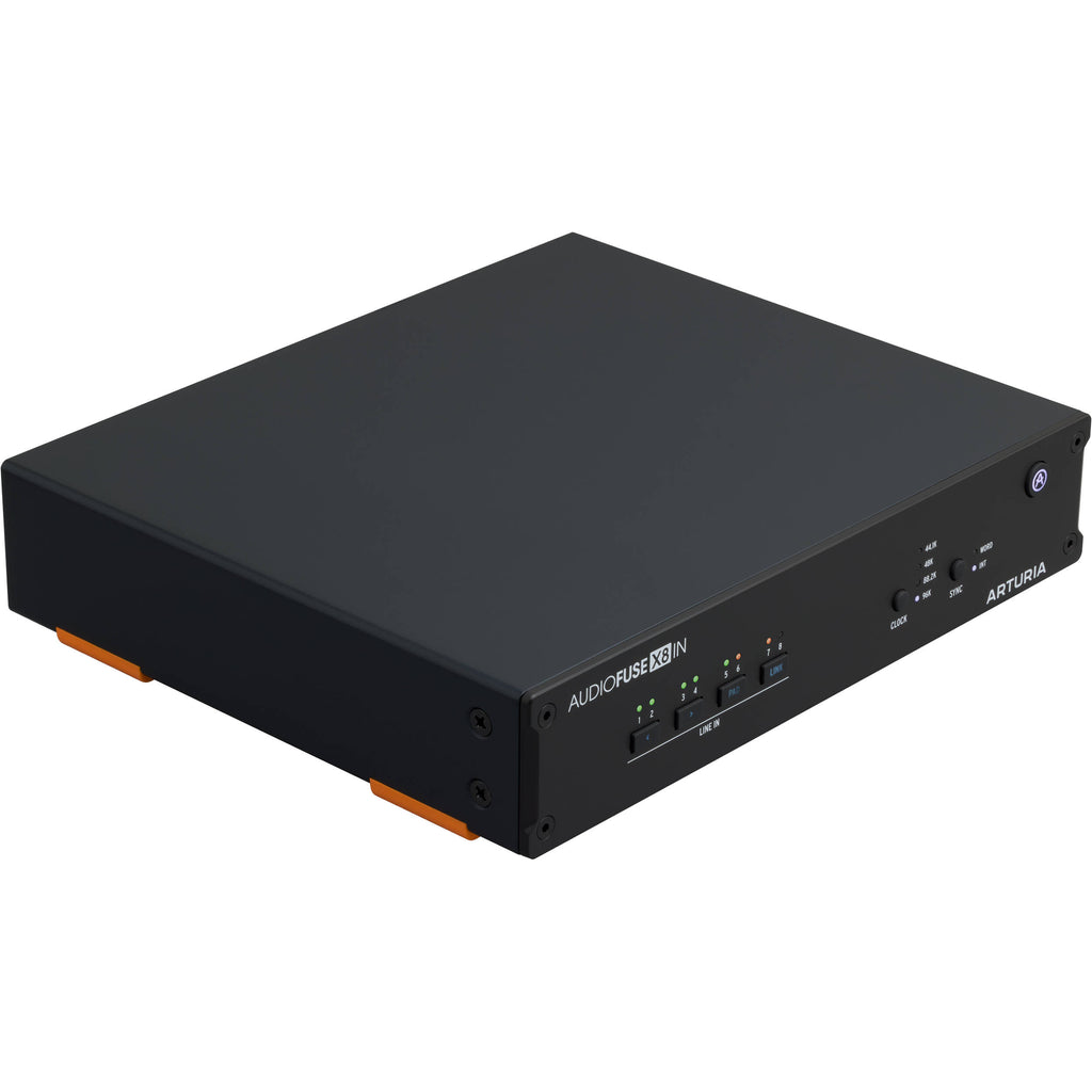 Arturia AudioFuse X8 audio interface with multiple input and output ports, professional-grade design and control knobs.