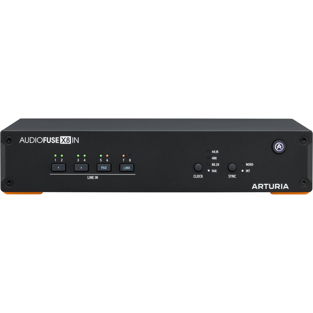Arturia AudioFuse X8 audio interface with multiple input and output ports, compact design, and professional audio equipment features.