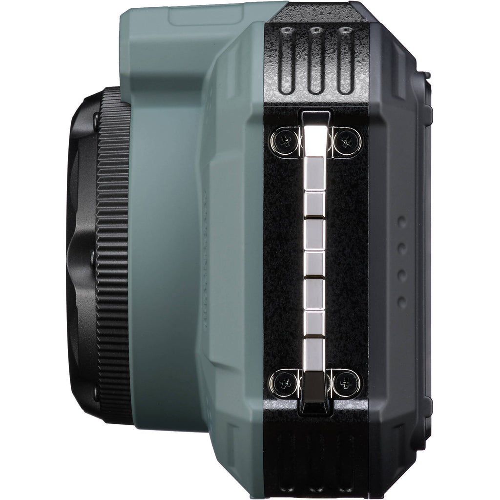 Ricoh Pentax WG-1000 compact digital camera with rugged design and lens, ideal for outdoor photography and adventure use.