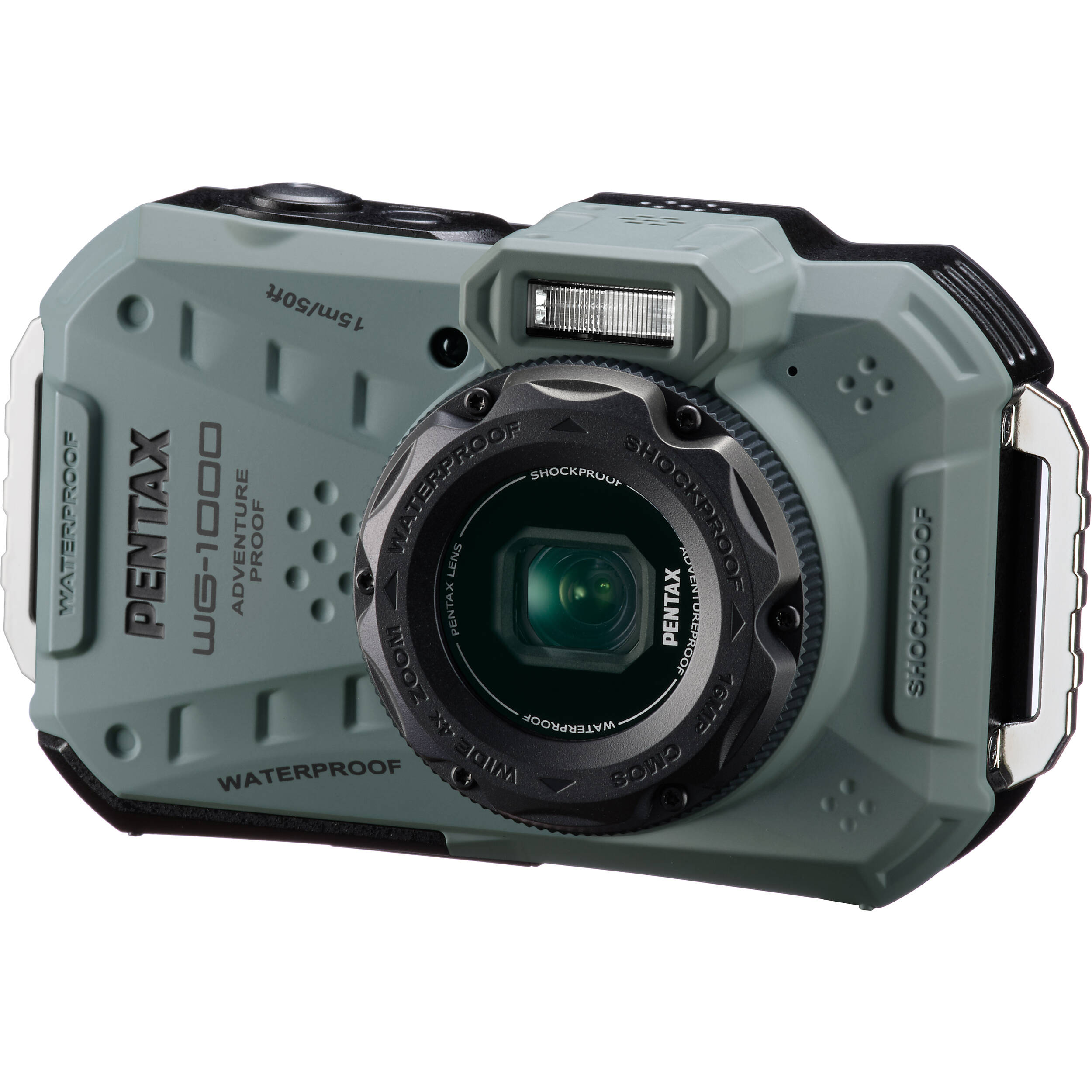 Ricoh Pentax WG-1000 compact instant camera with rugged design and lens, suitable for outdoor photography.