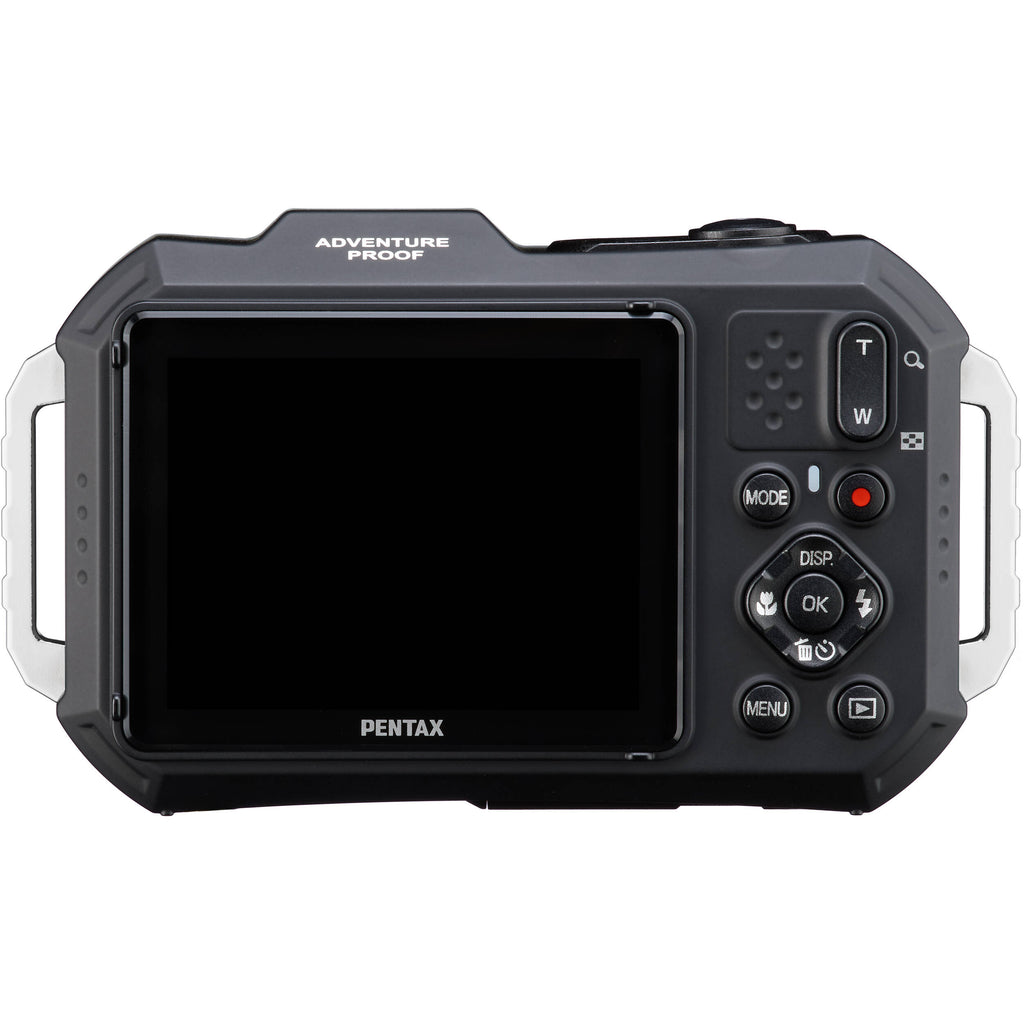 Ricoh Pentax WG-1000 compact instant camera with water-resistant design and multiple shooting modes, shown in a close-up view.
