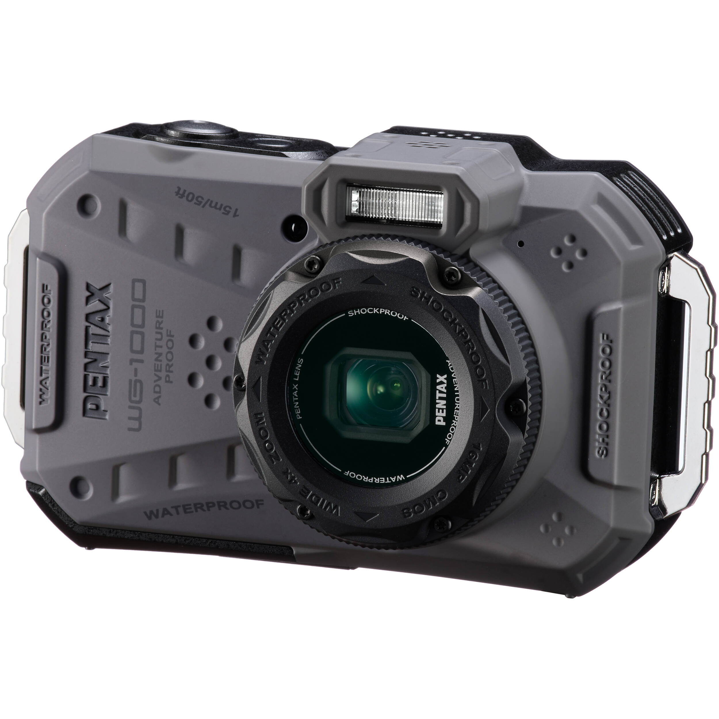 Ricoh Pentax WG-1000 compact instant camera with rugged design and large lens, suitable for outdoor and adventure photography.