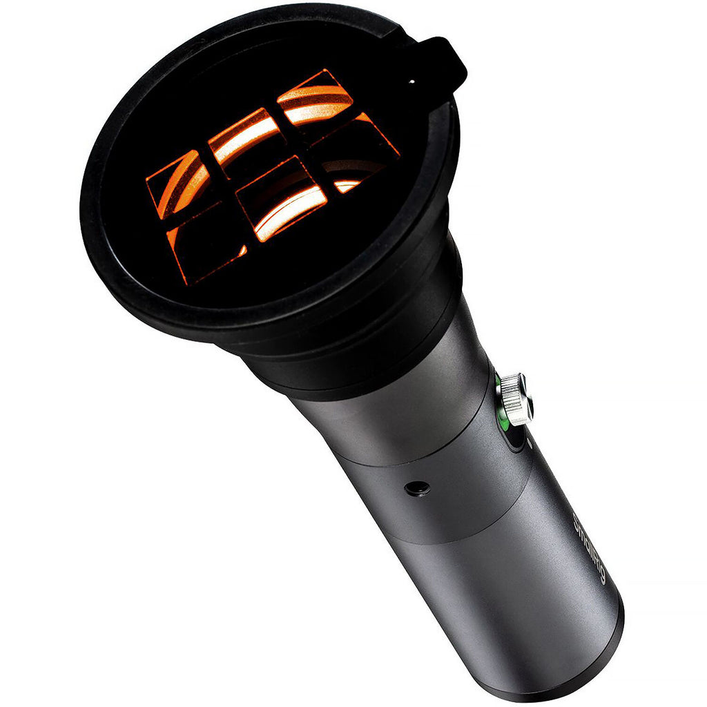 SmallRig RF 10C portable focusable LED spotlight showing adjustable brightness and compact design for video lighting.