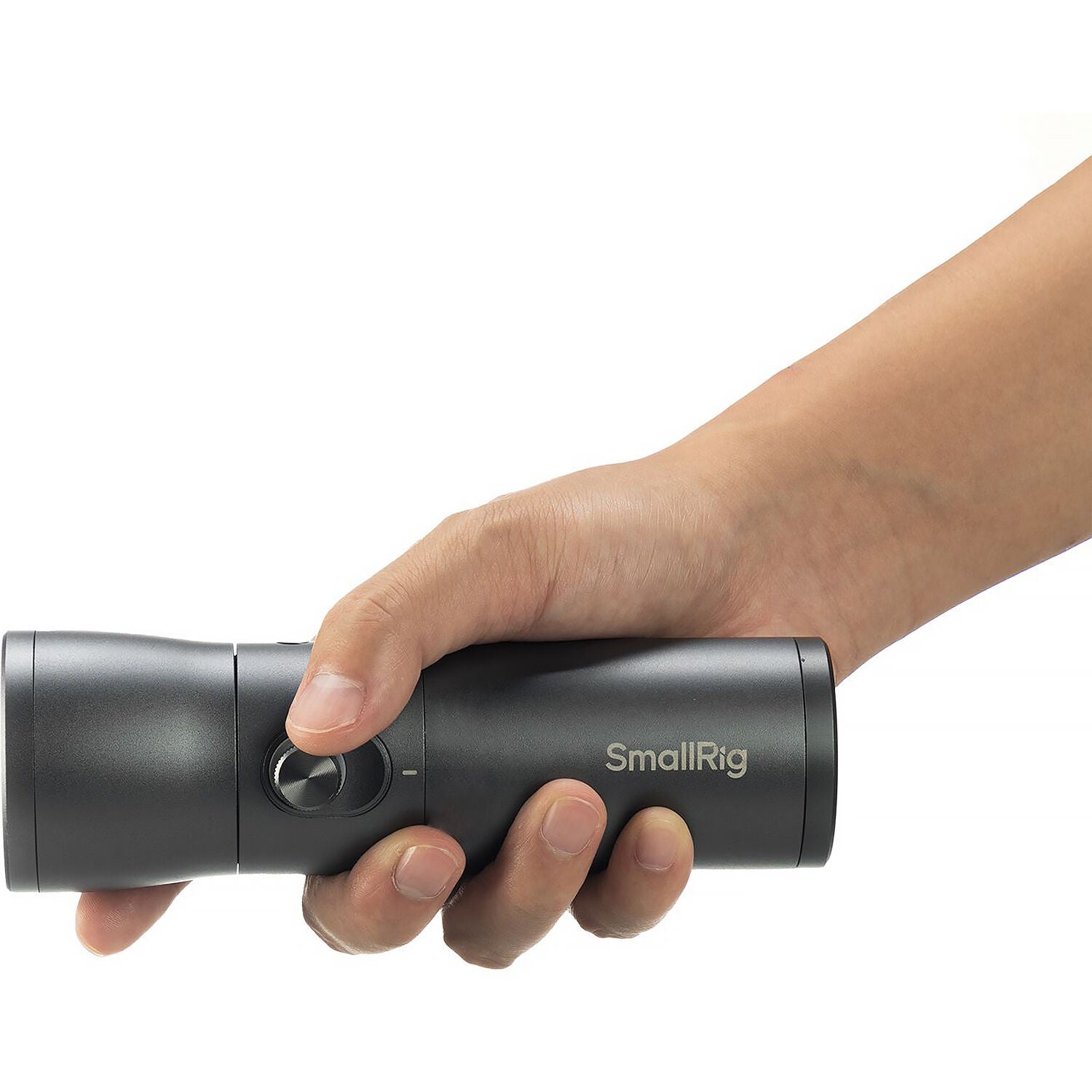 SmallRig RF 10C portable focusable LED video spotlight emitting bright light, compact design, ideal for video and photography lighting.