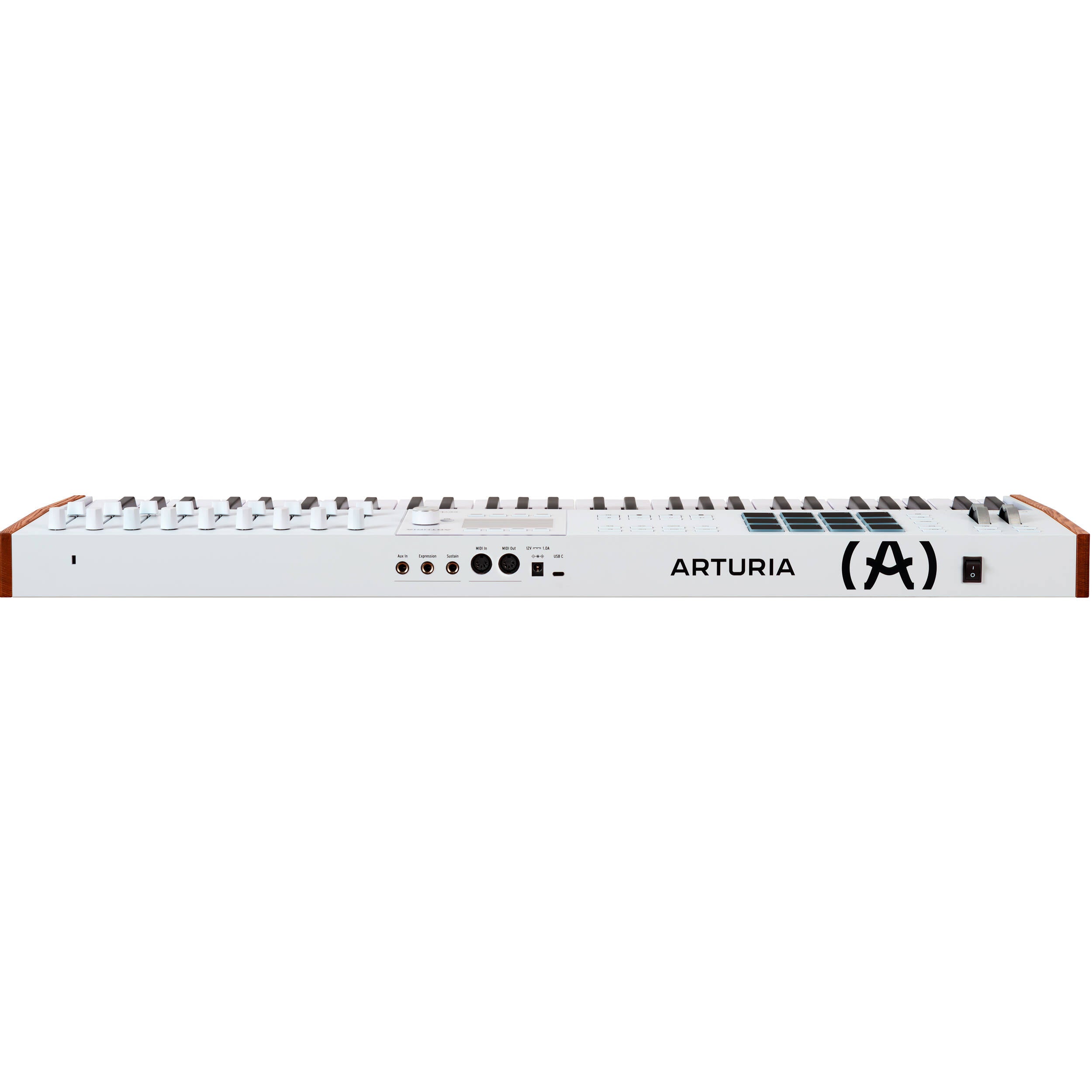 Arturia KeyLab 61 MK3 MIDI keyboard with 61 keys, control knobs, and transport buttons, designed for music production and performance.