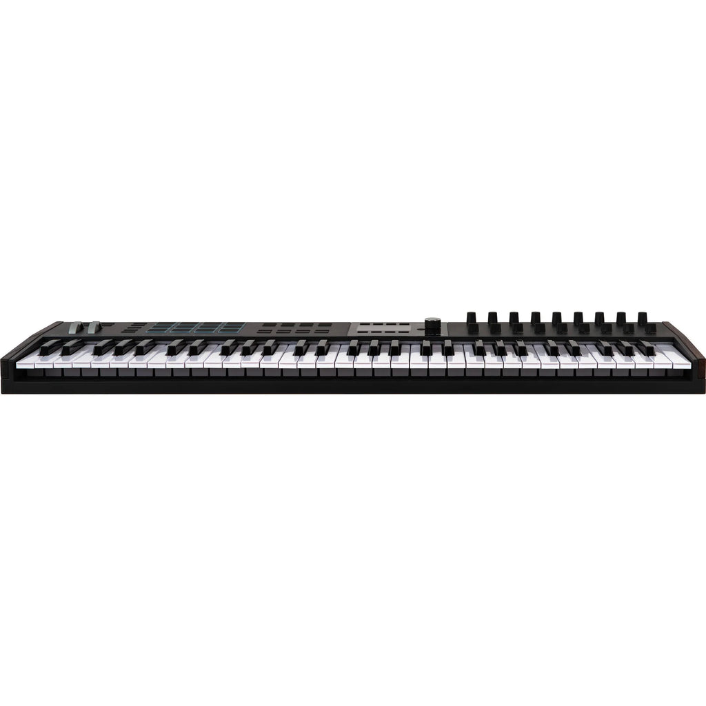 Arturia KeyLab 61 MK3 MIDI keyboard with 61 keys, control knobs, and interface ports for music production and live performance.