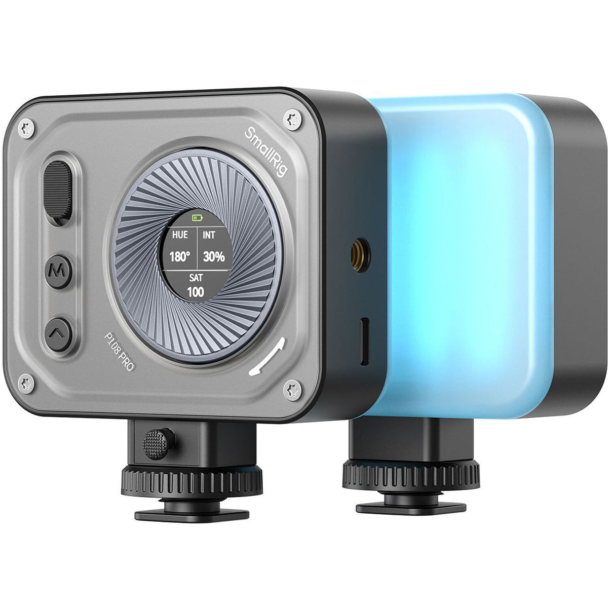 SmallRig Vibe P108 Pro Mini LED Video Light in black showing compact, portable RGB lighting for video production.