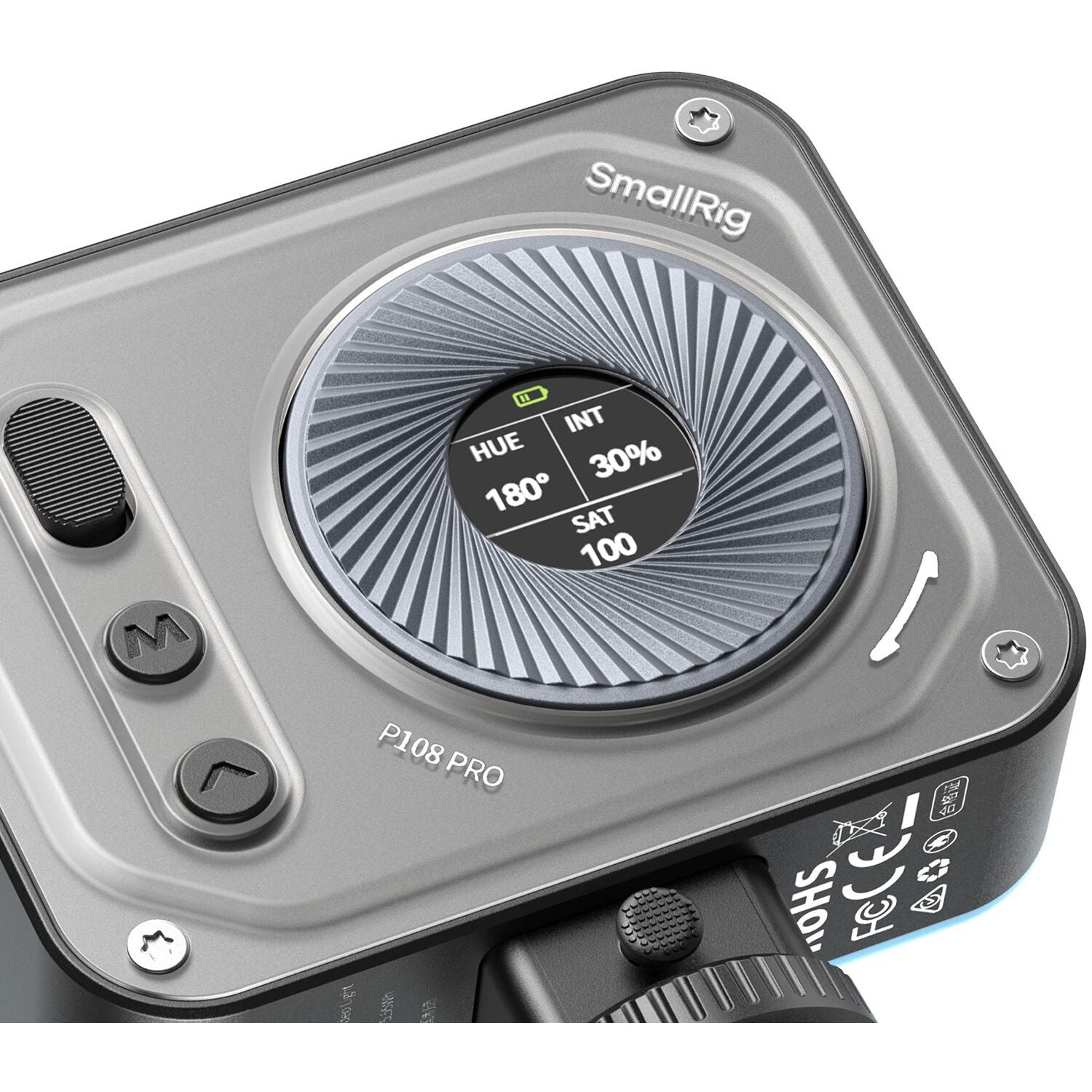 SmallRig Vibe P108 Pro Mini RGB LED Video Light in black, compact and versatile for professional video lighting setups.