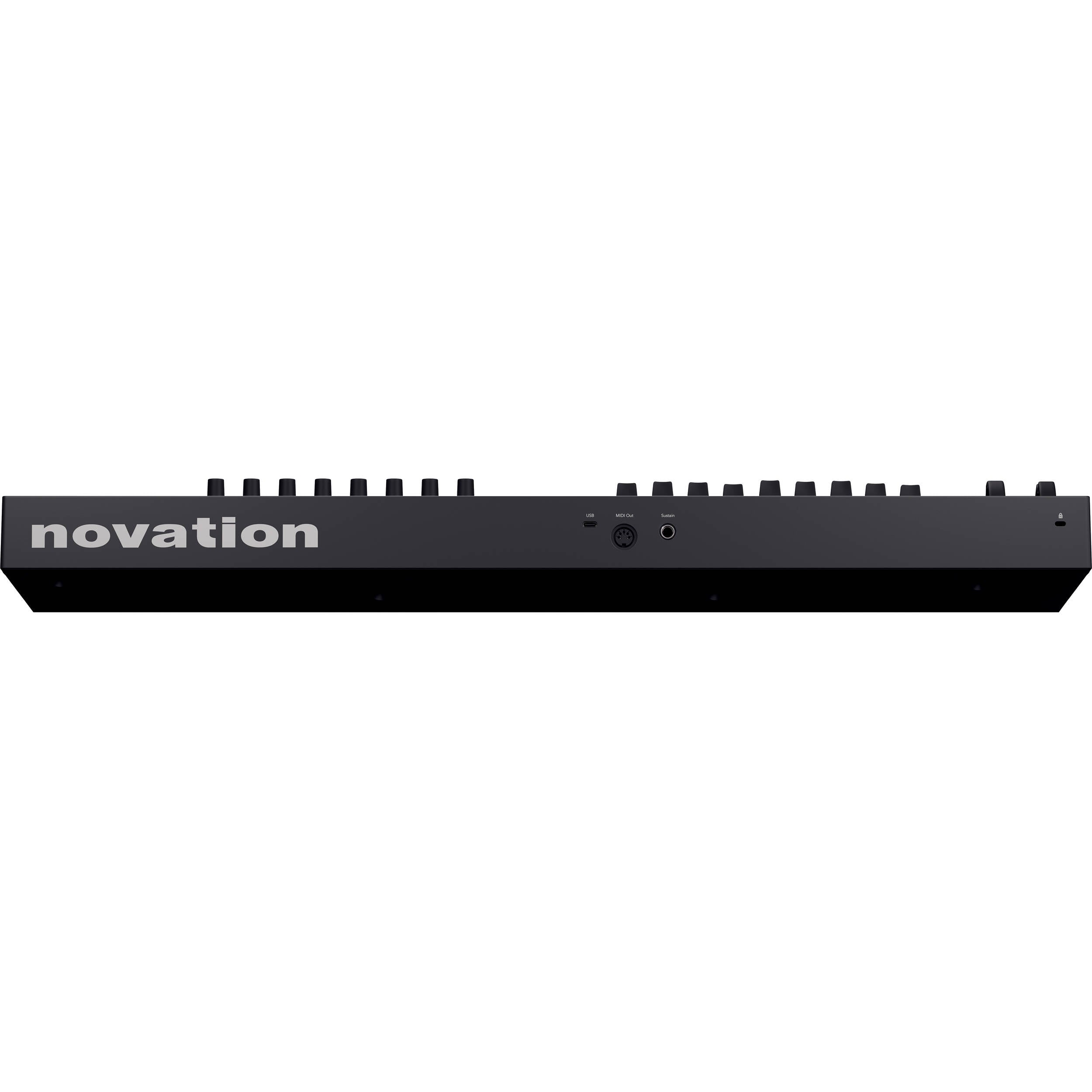 Novation Launchkey 49 MK4 MIDI keyboard with 49 keys and control knobs, designed for music production and live performance.