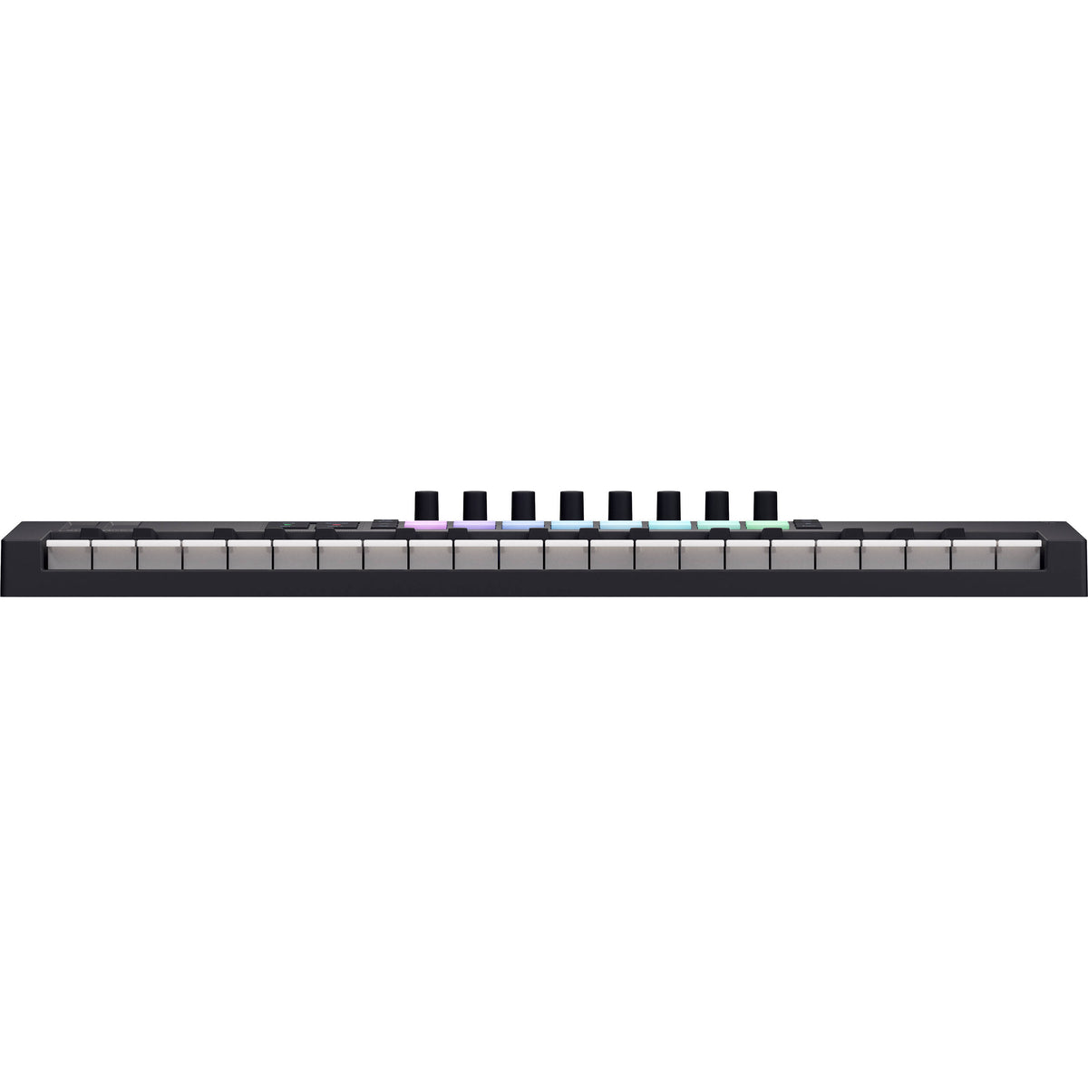 Novation Launchkey Mini 37 MK4 MIDI keyboard with 37 keys, control knobs, and pads for music production and performance.