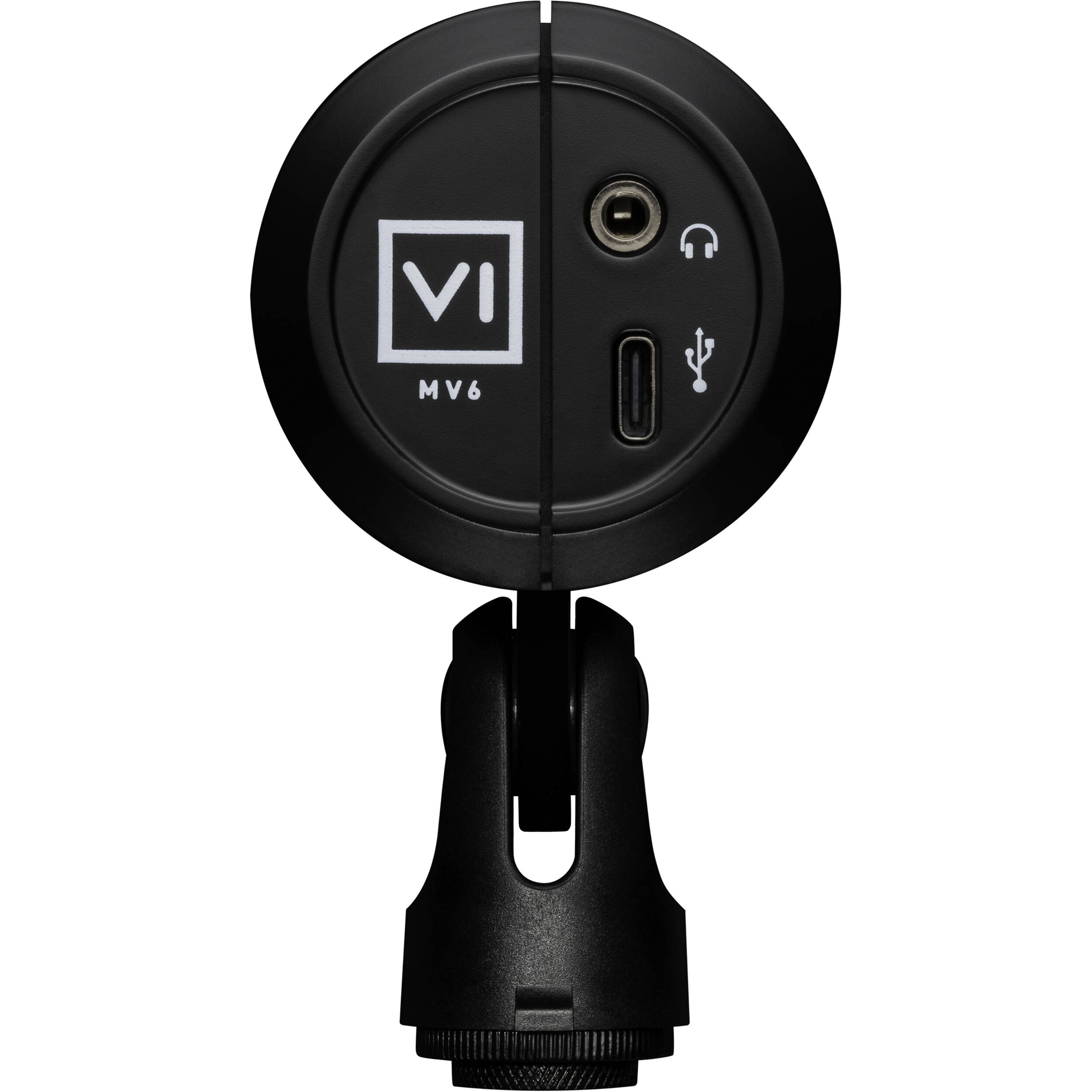 Shure MV6 USB microphone with adjustable arm and pop filter for clear audio recording and streaming.