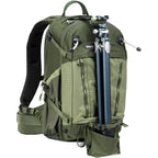 Think Tank Mindshift BackLight video equipment bag with padded compartments and adjustable straps, designed for portable gear protection.