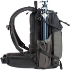 Think Tank Mindshift BackLight video equipment bag with padded compartments and adjustable straps for camera gear storage.