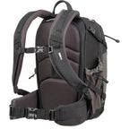 Think Tank Mindshift BackLight video equipment bag with padded compartments and adjustable straps for camera gear storage.