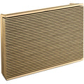 Wireless Bang & Olufsen Beosound Level speaker shown in sleek design with fabric covering and control buttons.