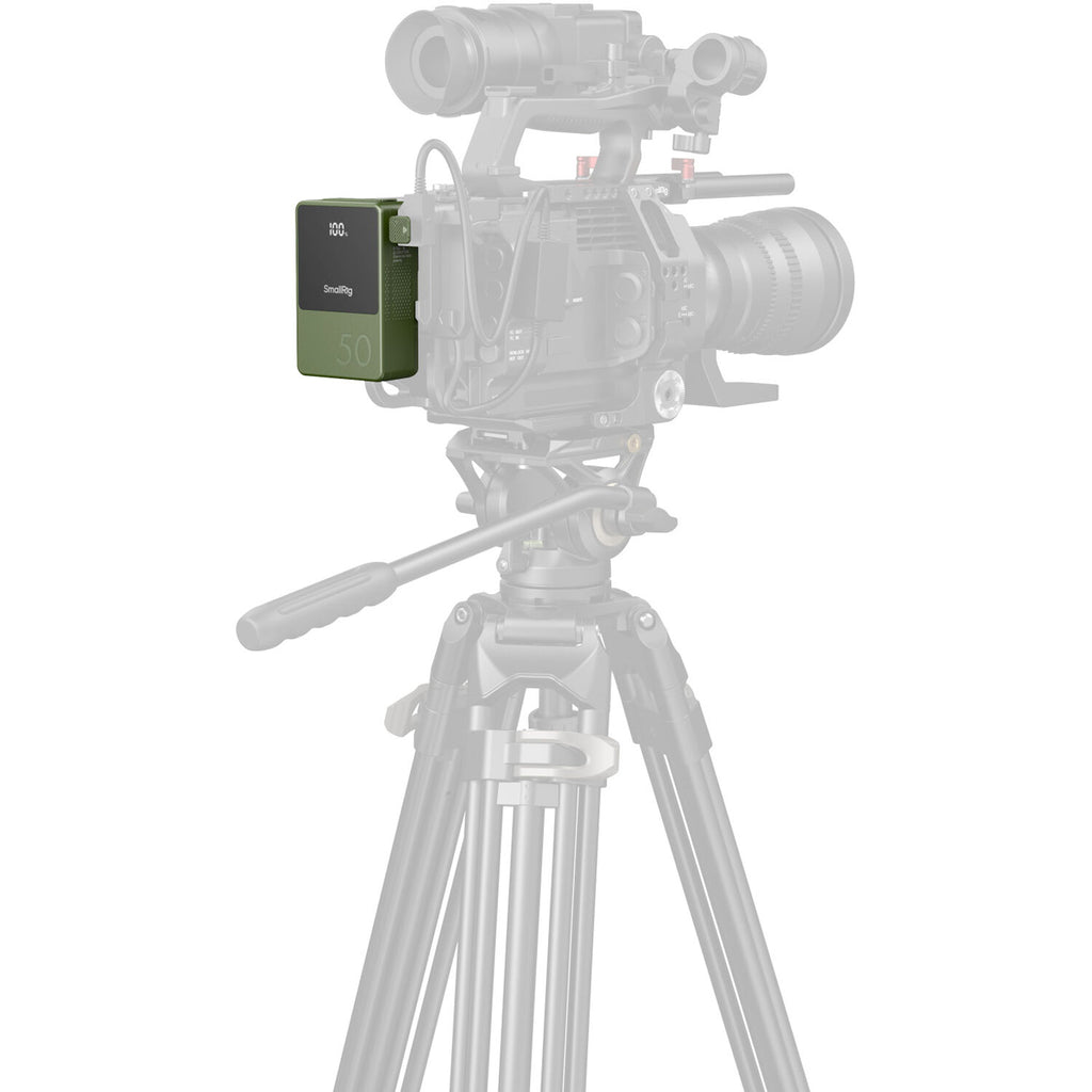 SmallRig VB50 Mini V Mount Battery showing compact design and V-mount connector for professional camera power supply.
