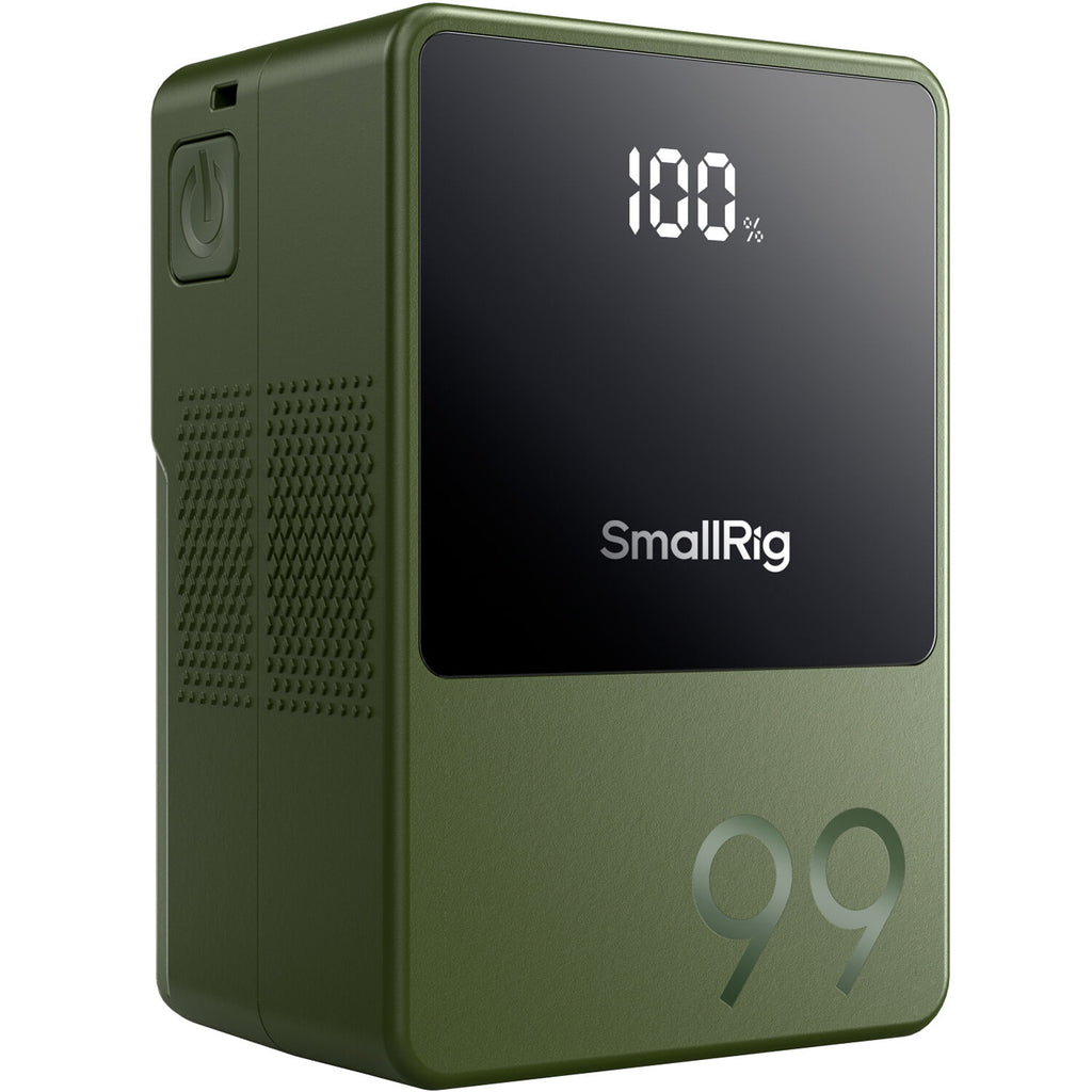 SmallRig VB99 Mini V Mount Battery showing compact design and V mount connector for professional camera power supply.