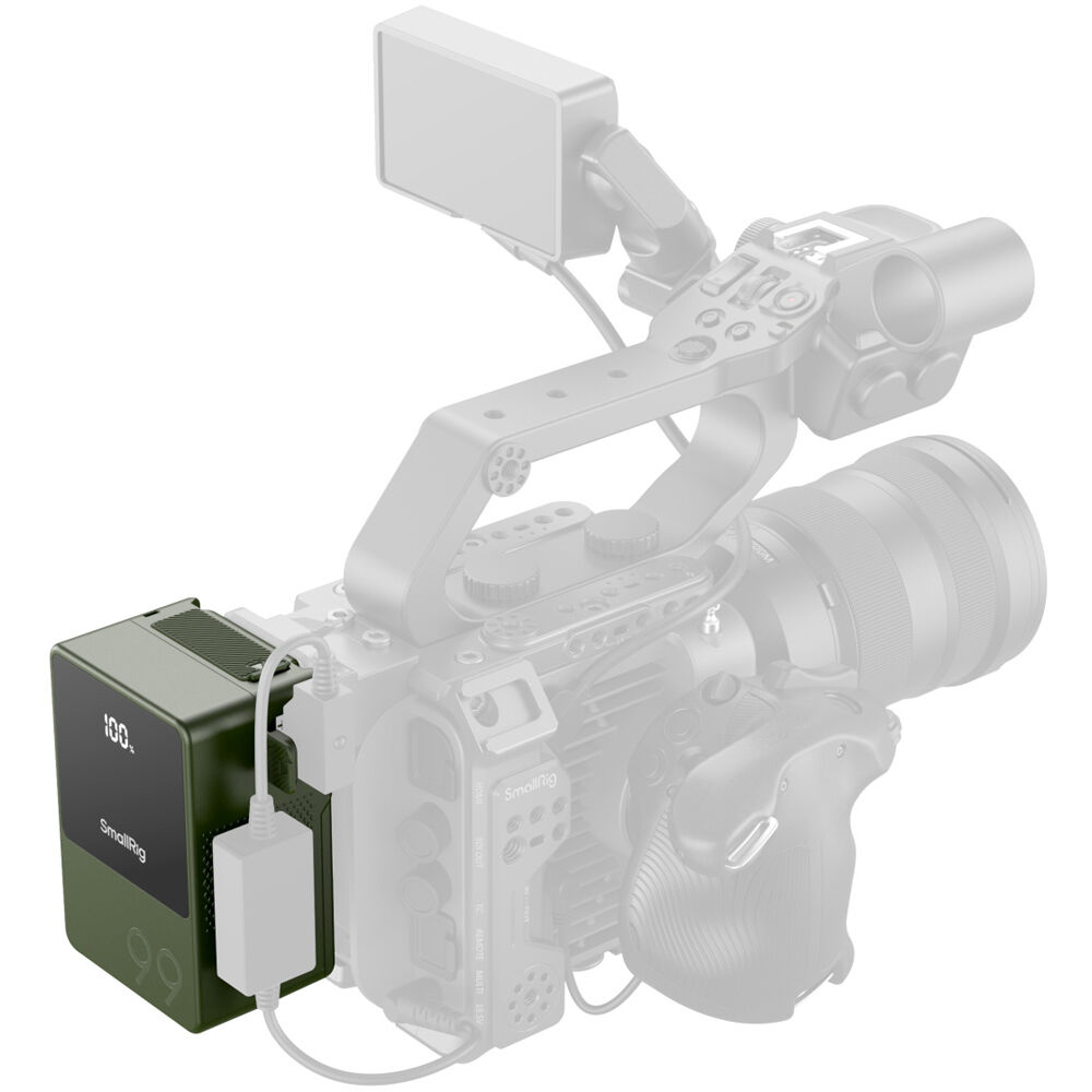 SmallRig VB99 Mini V Mount Battery showing compact V mount design and connection ports for professional camera equipment.