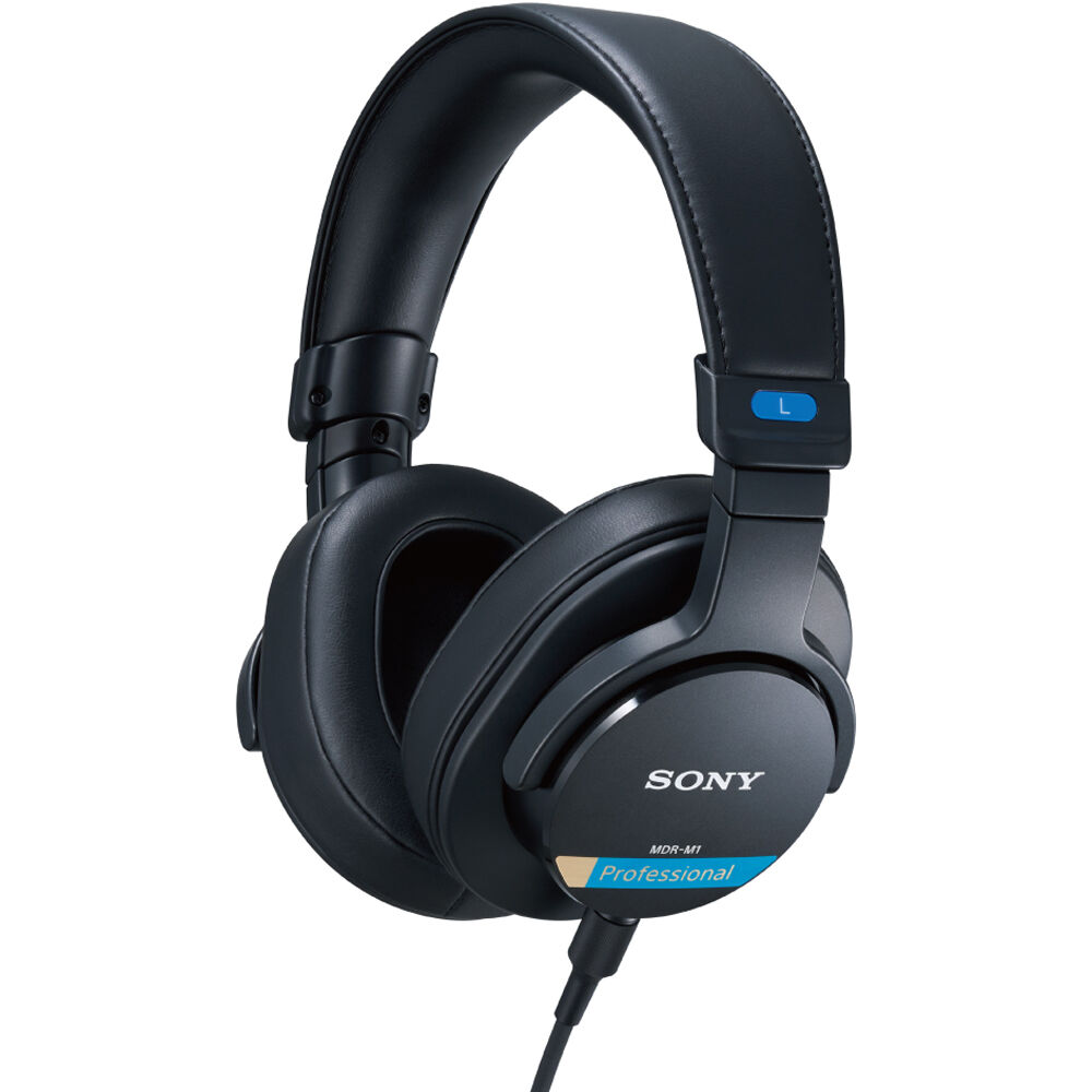 Sony MDR-M1 studio headphones with over-ear design and cushioned ear cups, ideal for professional audio monitoring.