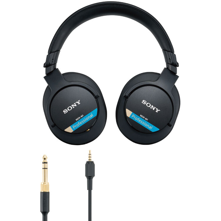 Sony MDR-M1 studio headphones with over-ear design and cushioned ear cups, ideal for professional audio listening.